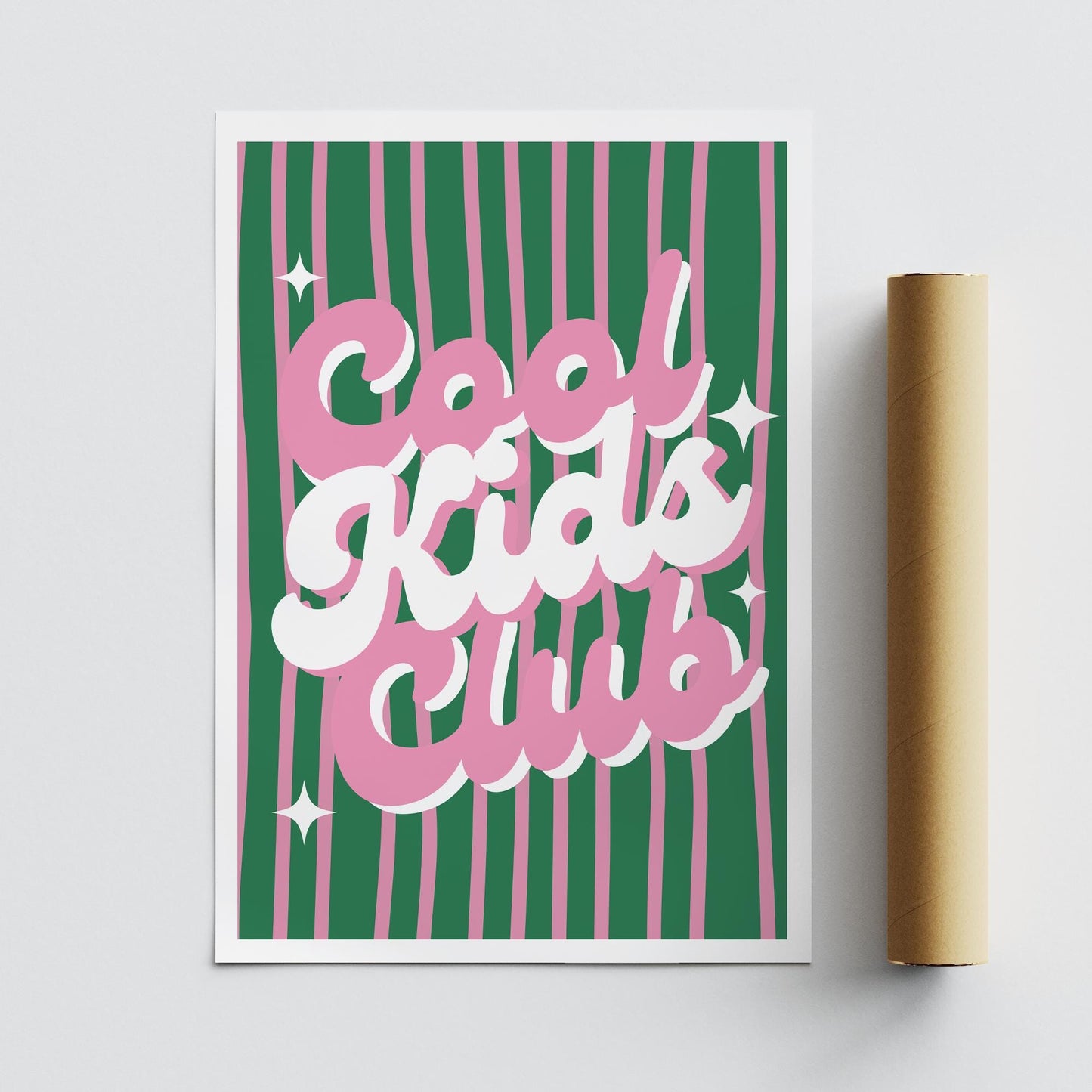 Cool Kids Club - Retro Stripes: Typography Quote Print For Children, Kids Home Decor Fun and Trendy Wall Art for Kids' Bedrooms & Playrooms