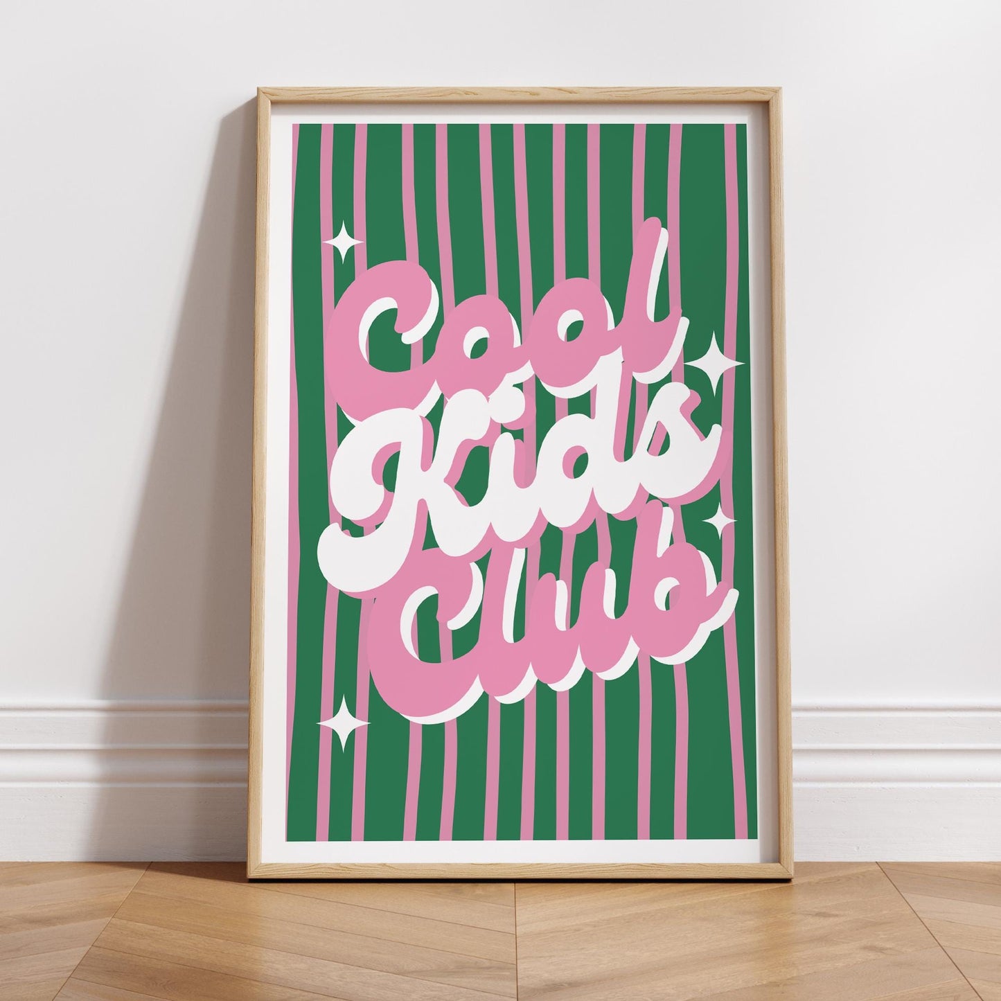 Cool Kids Club - Retro Stripes: Typography Quote Print For Children, Kids Home Decor Fun and Trendy Wall Art for Kids' Bedrooms & Playrooms