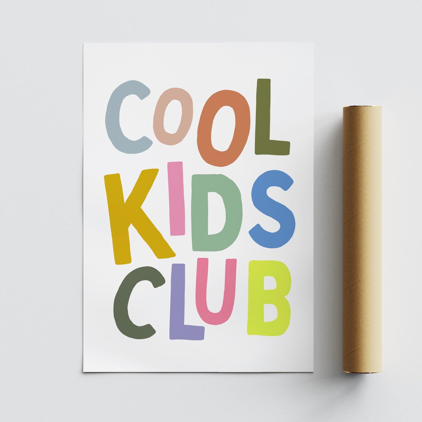 Cool Kids Club - Multi Colour: Typography Quote Print For Children, Kids Home Decor Fun and Trendy Wall Art for Kids' Bedrooms & Playrooms