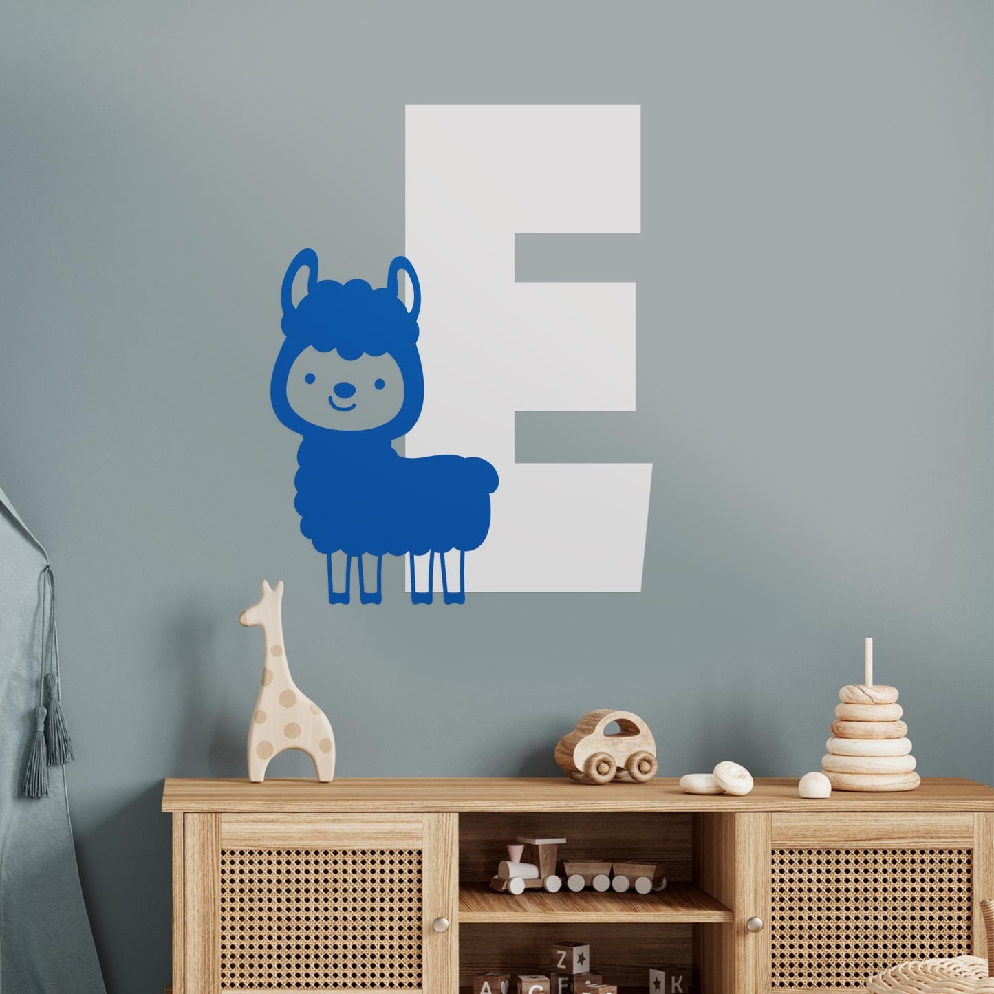 Personalised Initial & Animal Wall Sticker - Llama: Custom Kids Room Decor, Nursery Wall Art, Alphabet Letter Decal, Farm Animal Themed