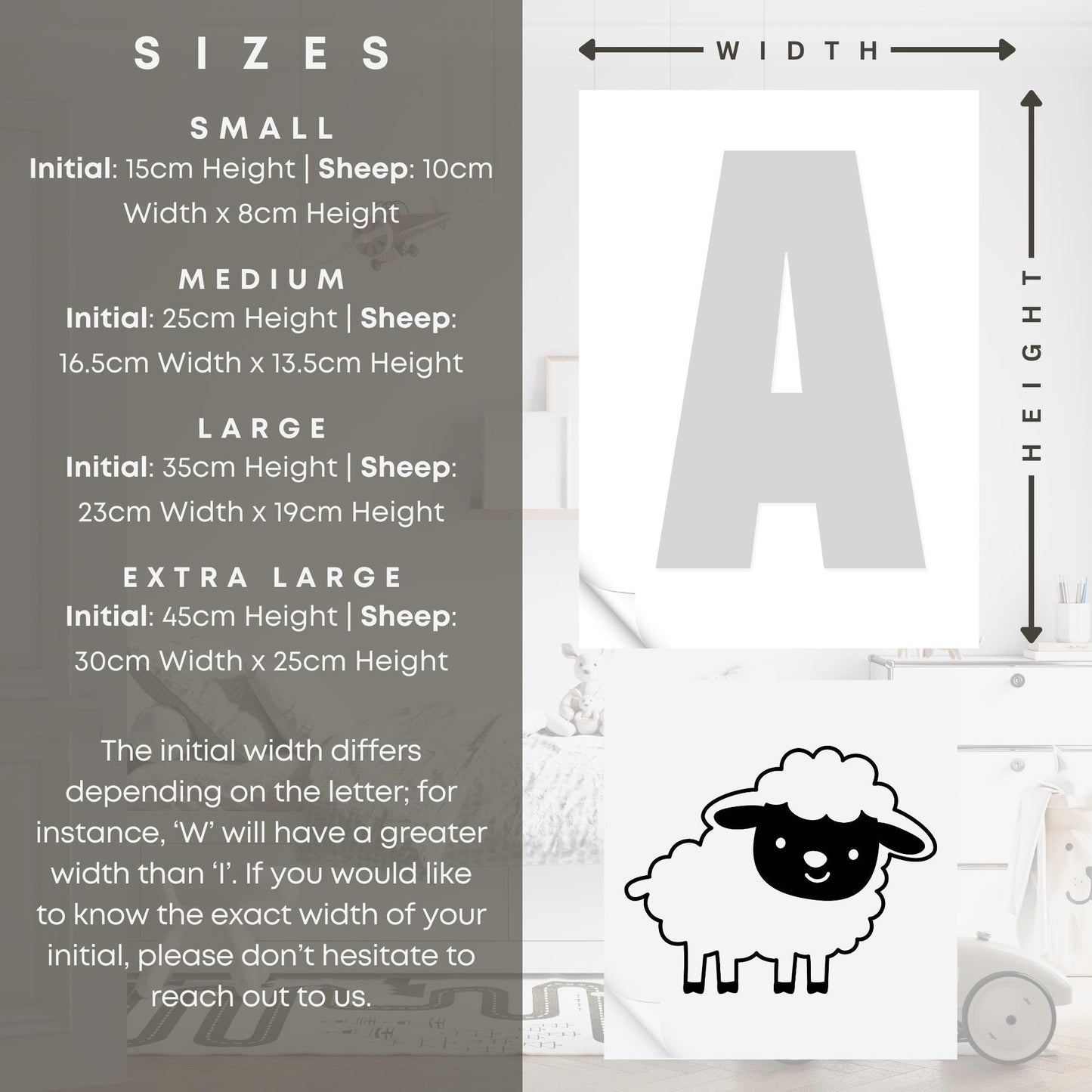 Personalised Initial & Animal Wall Sticker - Sheep: Custom Kids Room Decor, Nursery Wall Art, Alphabet Letter Decal, Farm Animal Themed