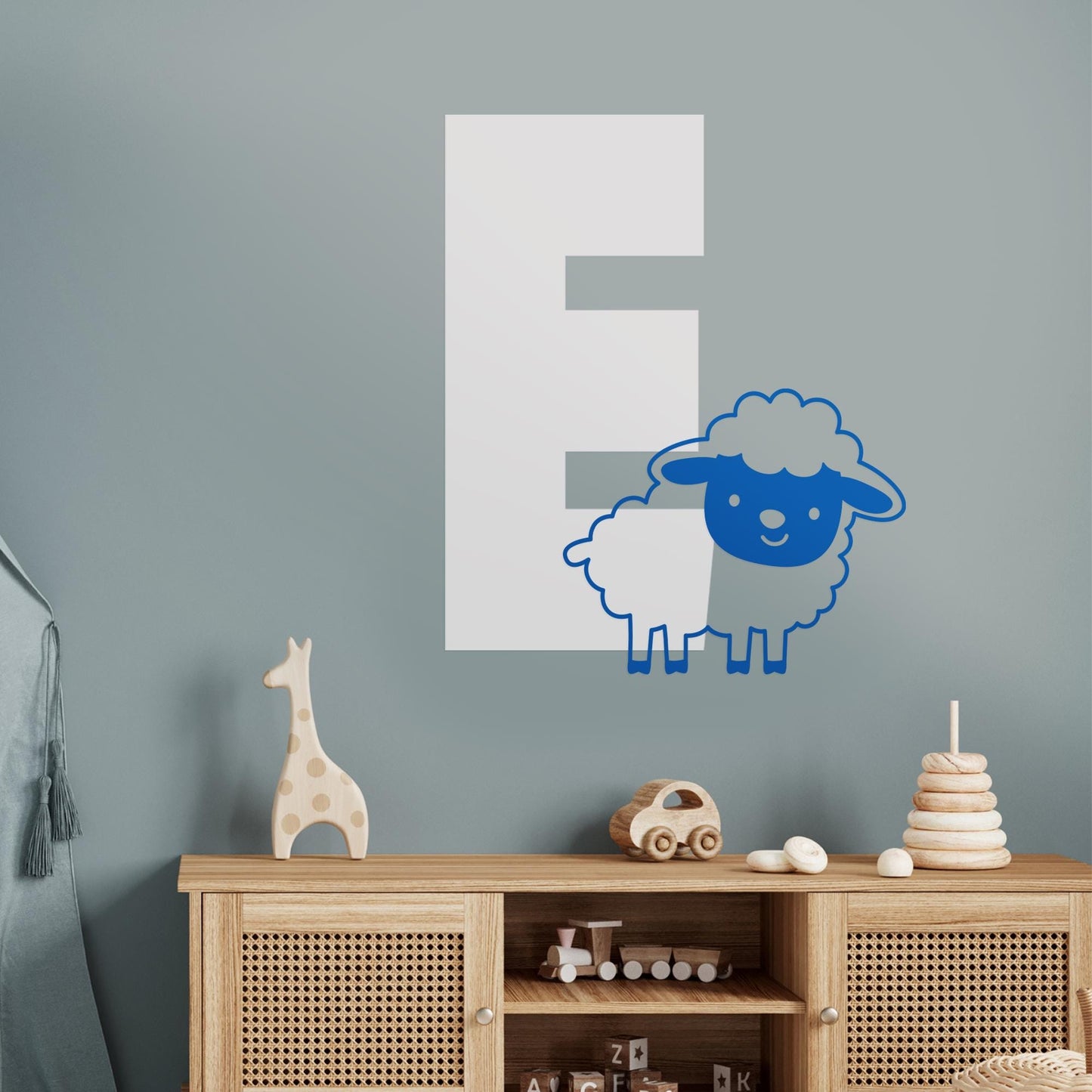 Personalised Initial & Animal Wall Sticker - Sheep: Custom Kids Room Decor, Nursery Wall Art, Alphabet Letter Decal, Farm Animal Themed