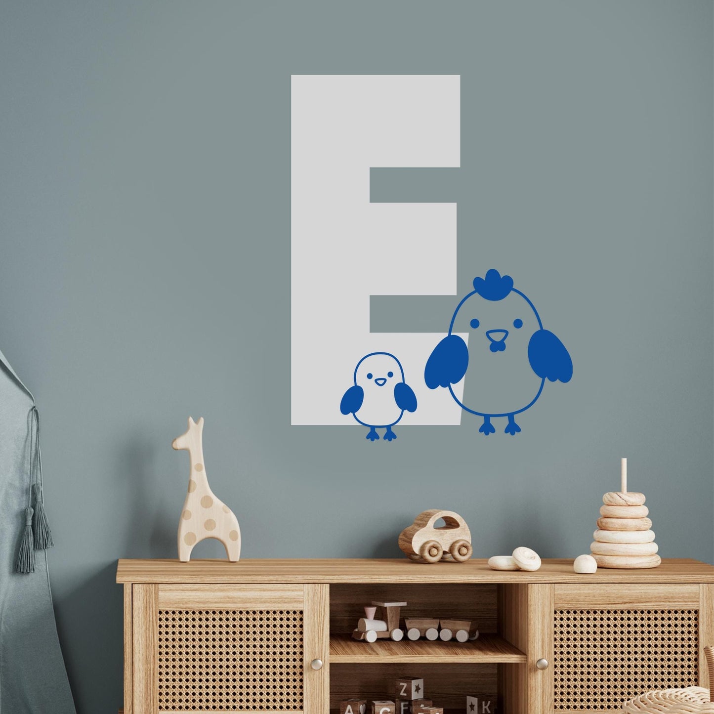 Personalised Initial & Animal Wall Sticker - Chicks: Custom Kids Room Decor, Nursery Wall Art, Alphabet Letter Decal, Farm Animal Themed