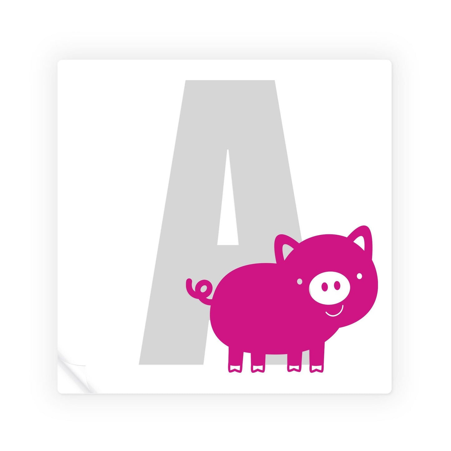 Personalised Initial & Animal Wall Sticker - Pig: Custom Kids Room Decor, Nursery Wall Art, Alphabet Letter Decal, Farm Animal Themed