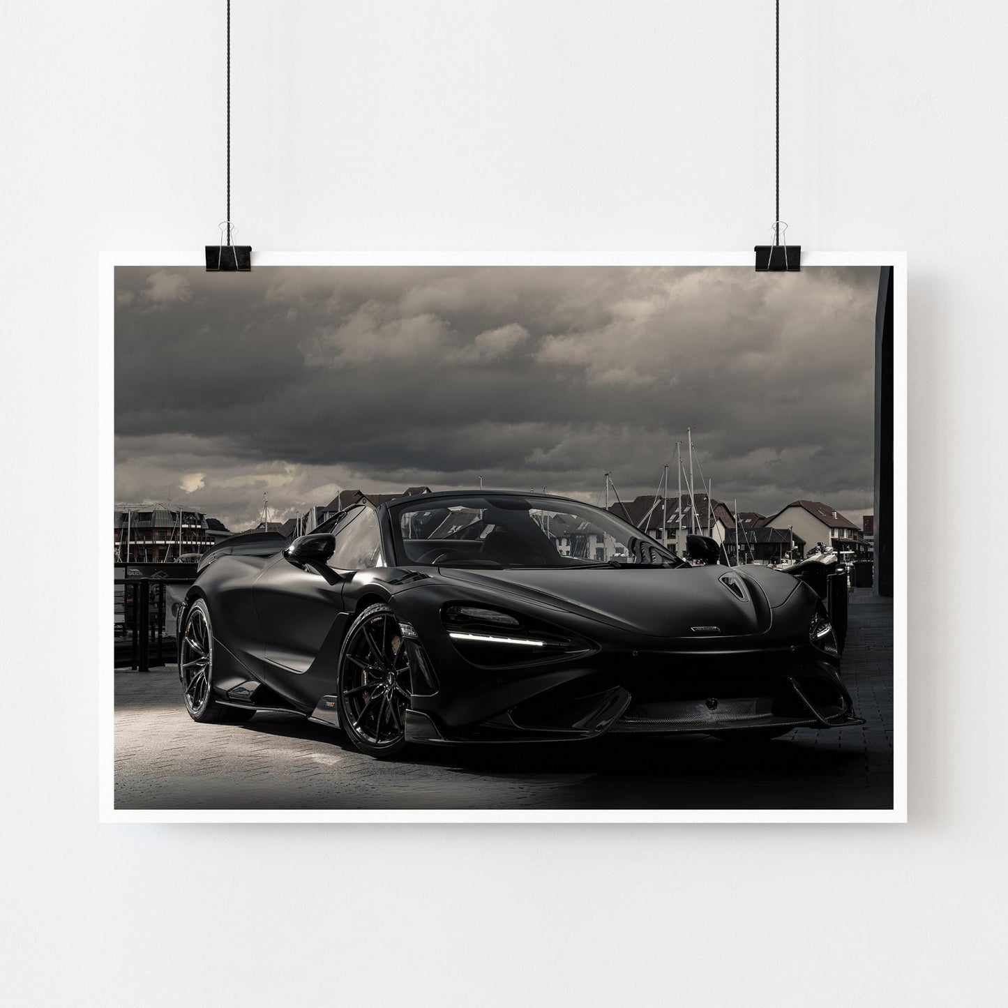 McLaren 765LT Poster: Bold Black Supercar Wall Art, Car Print, Luxury Car Decor for Car Lover, Car Gift, Garage Wall Art & Home Decor