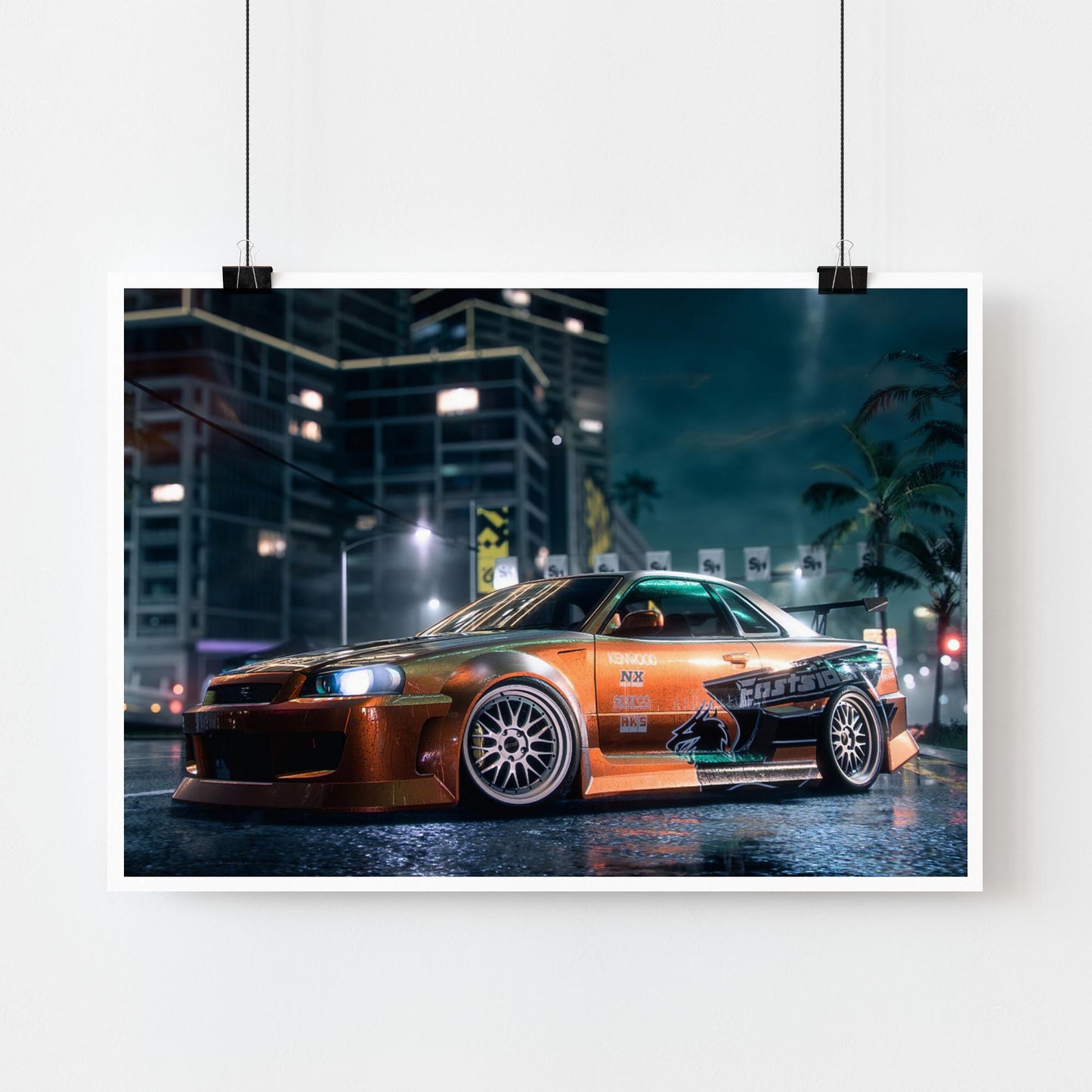 Nissan GT-R R34 Tuning Poster: JDM Car Wall Art, Street Racing Car Print, Decor for Car Lover, Car Gift, Garage Wall Art & Home Decor