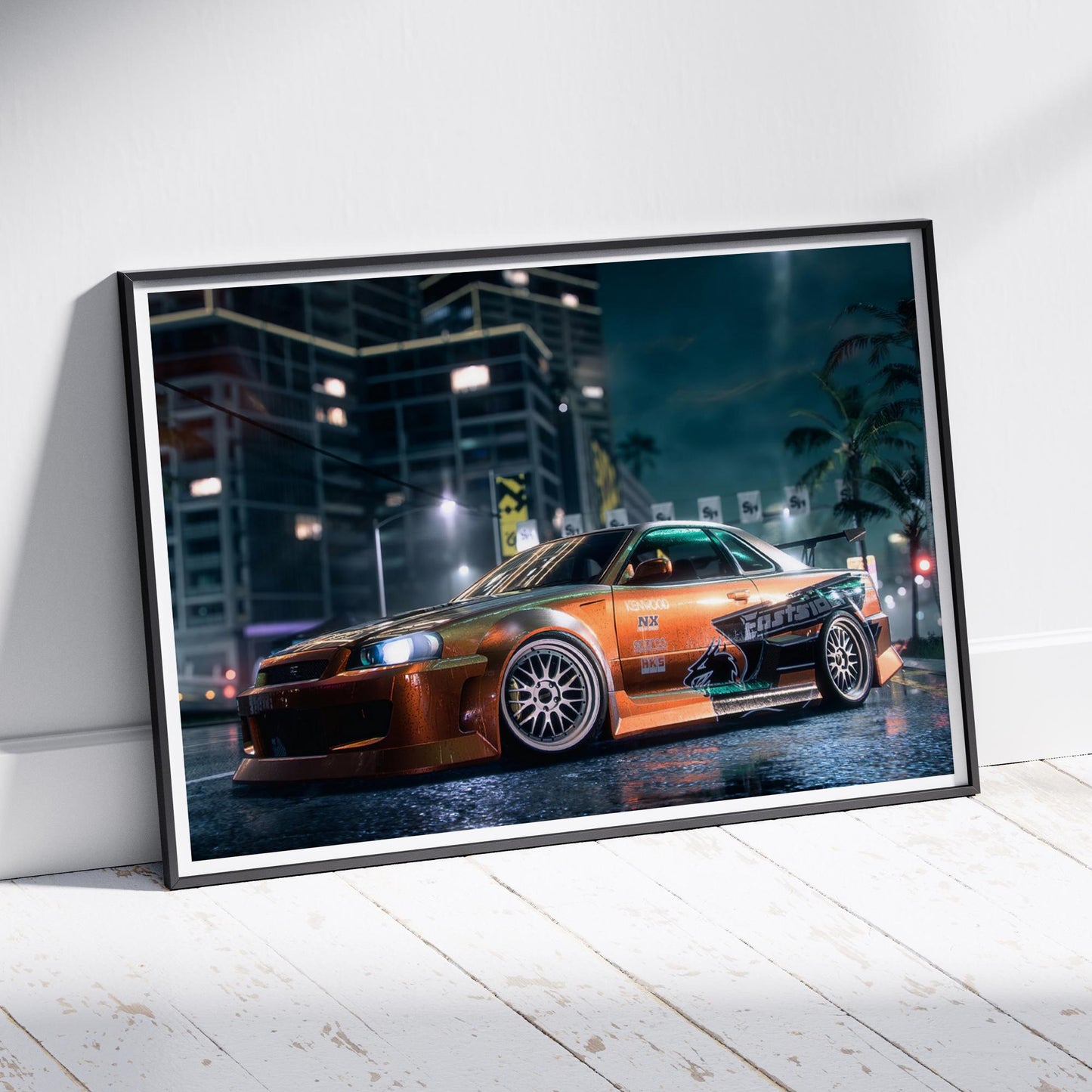 Nissan GT-R R34 Tuning Poster: JDM Car Wall Art, Street Racing Car Print, Decor for Car Lover, Car Gift, Garage Wall Art & Home Decor