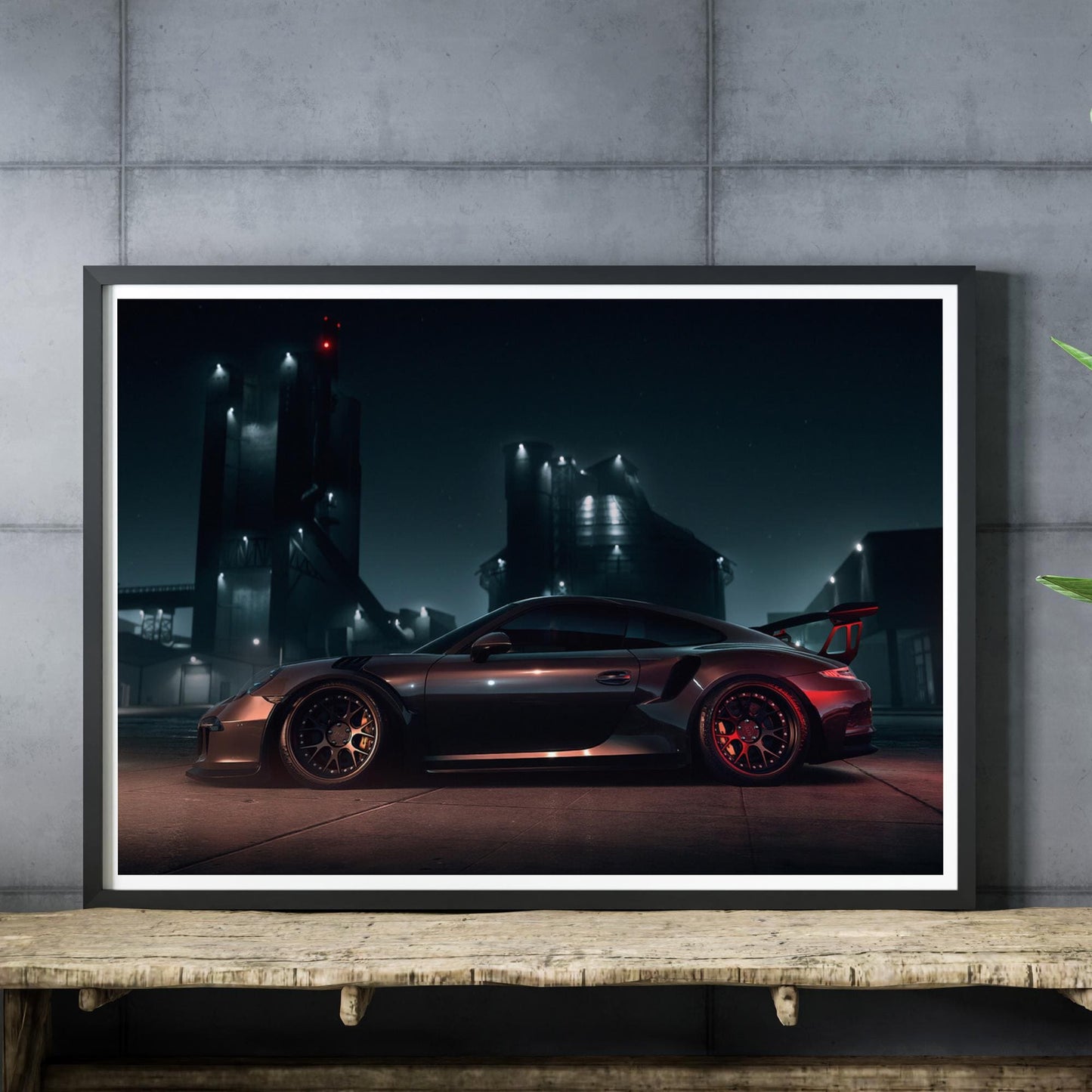 Porsche GT3 RS Nightscape Poster: Sleek Supercar Wall Art, Car Print, Luxury car Decor, Gift For Car Lover, Garage Wall Art & Home Decor