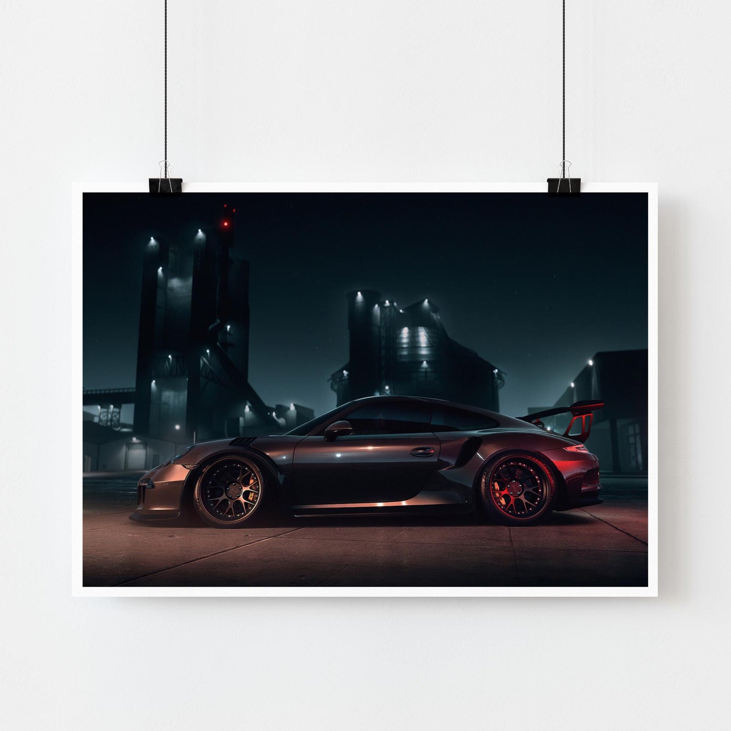 Porsche GT3 RS Nightscape Poster: Sleek Supercar Wall Art, Car Print, Luxury car Decor, Gift For Car Lover, Garage Wall Art & Home Decor
