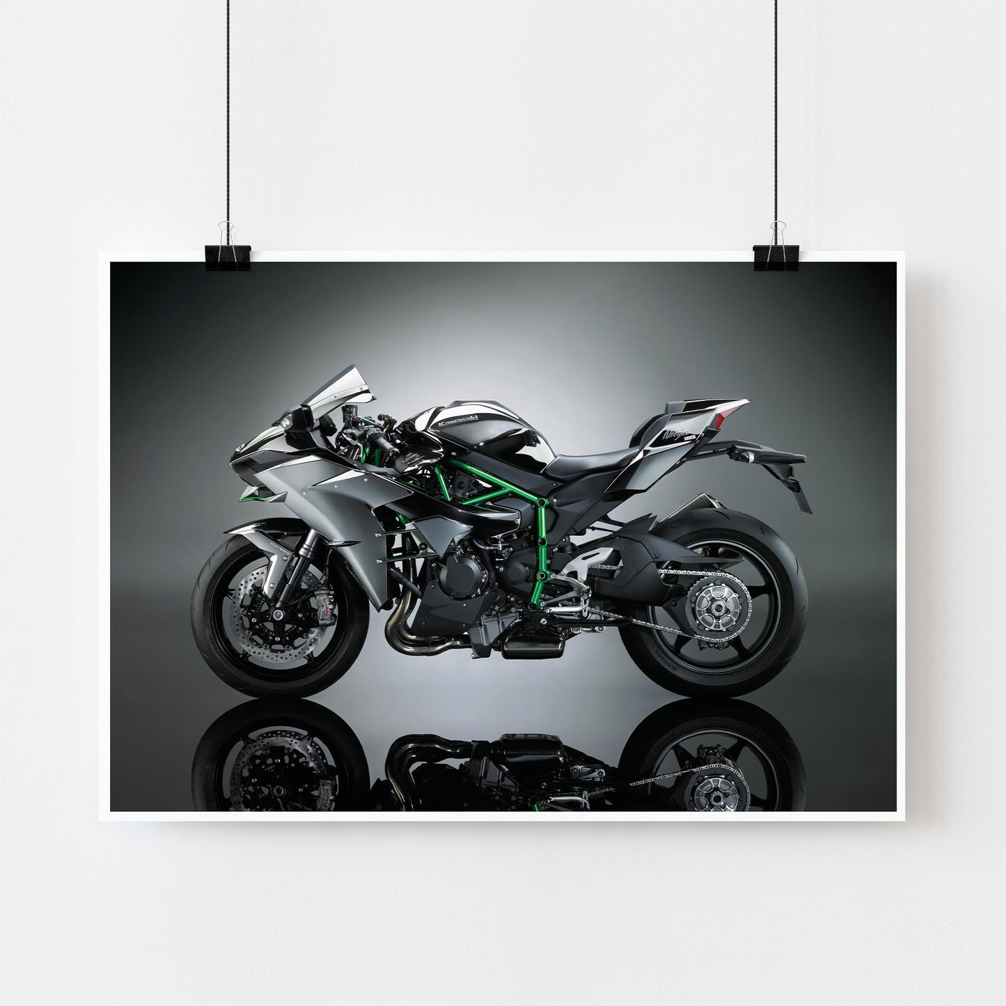 Kawasaki Ninja H2 Motorcycle Poster: High-Performance Bike Wall Art, Motorbike Print, Motorcycle Gift, Home & Garage Decor For Bike Lover