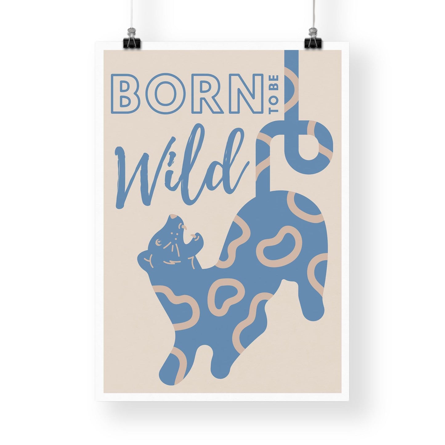 Born To Be Wild - Modern Tiger Poster: Kids Room Wall Art  Jungle-themed Print for Childrens Bedroom or Nursery Decor, Animal Print