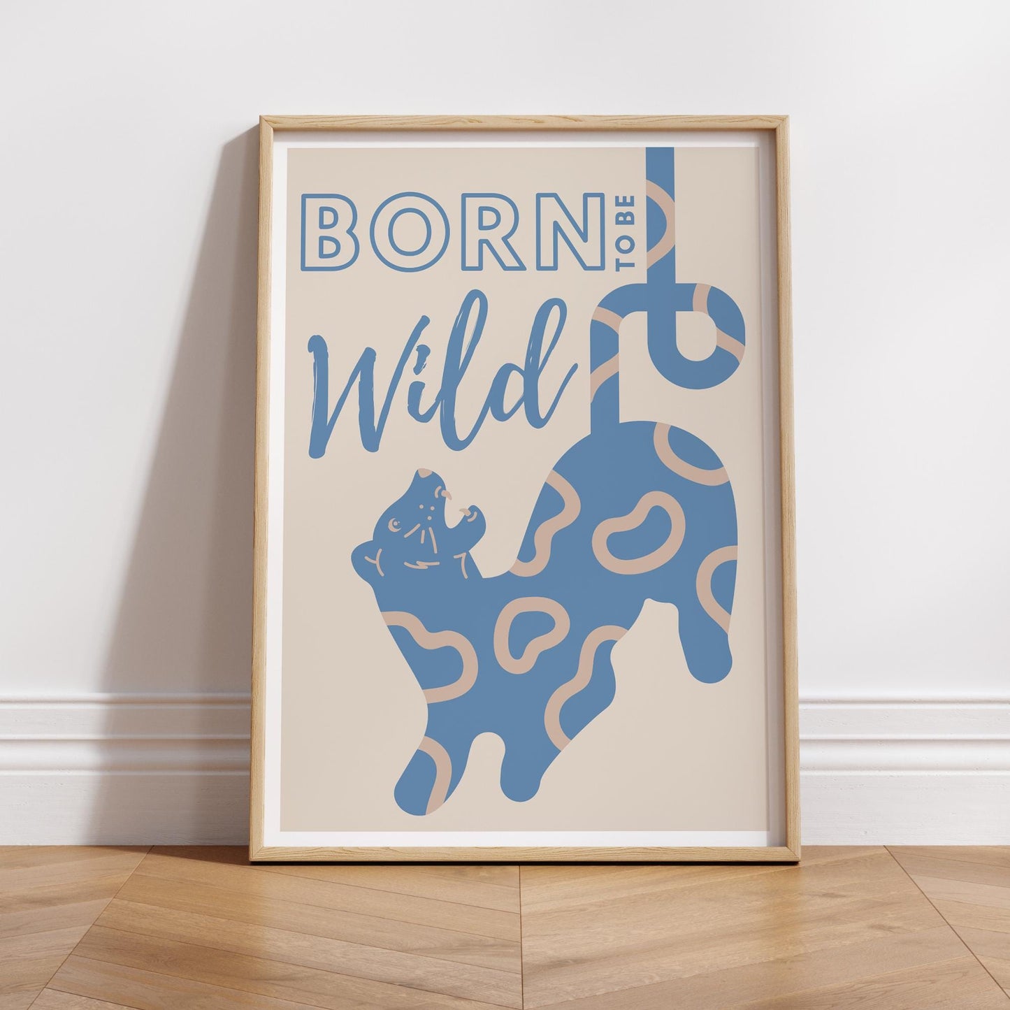 Born To Be Wild - Modern Tiger Poster: Kids Room Wall Art  Jungle-themed Print for Childrens Bedroom or Nursery Decor, Animal Print