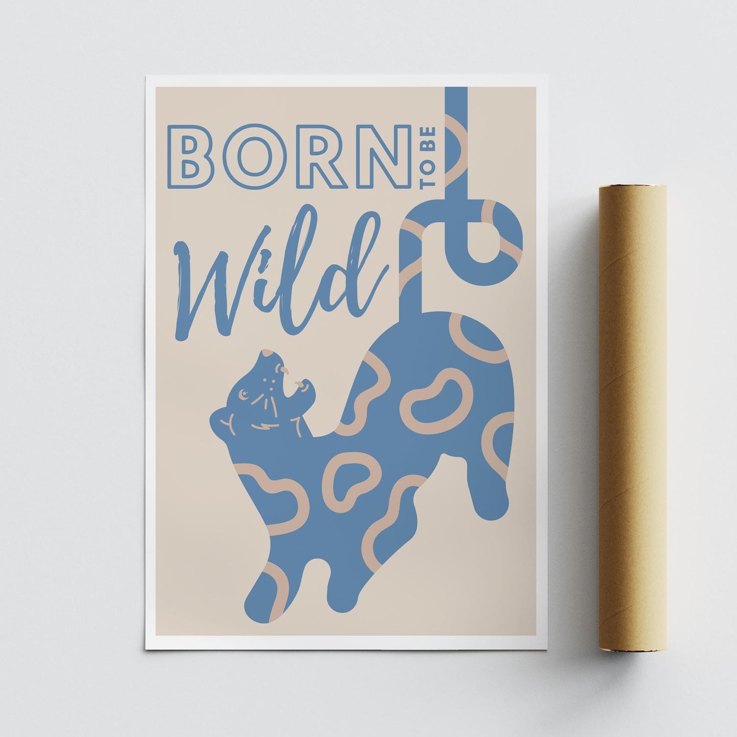 Born To Be Wild - Modern Tiger Poster: Kids Room Wall Art  Jungle-themed Print for Childrens Bedroom or Nursery Decor, Animal Print