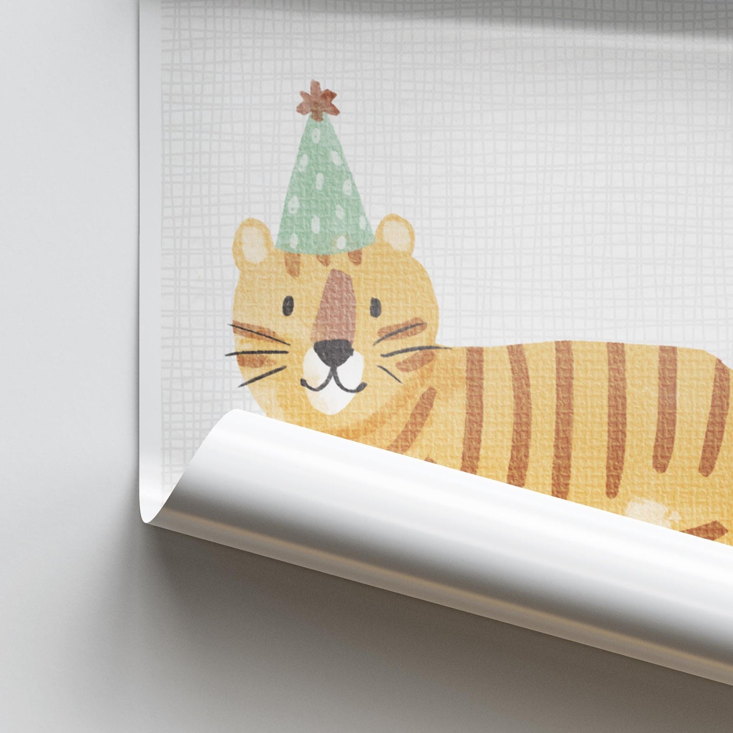 Born To Be Wild - Party Hat Tiger Poster: Kids Room Wall Art  Jungle-themed Print for Childrens Bedroom or Nursery Decor, Animal Print