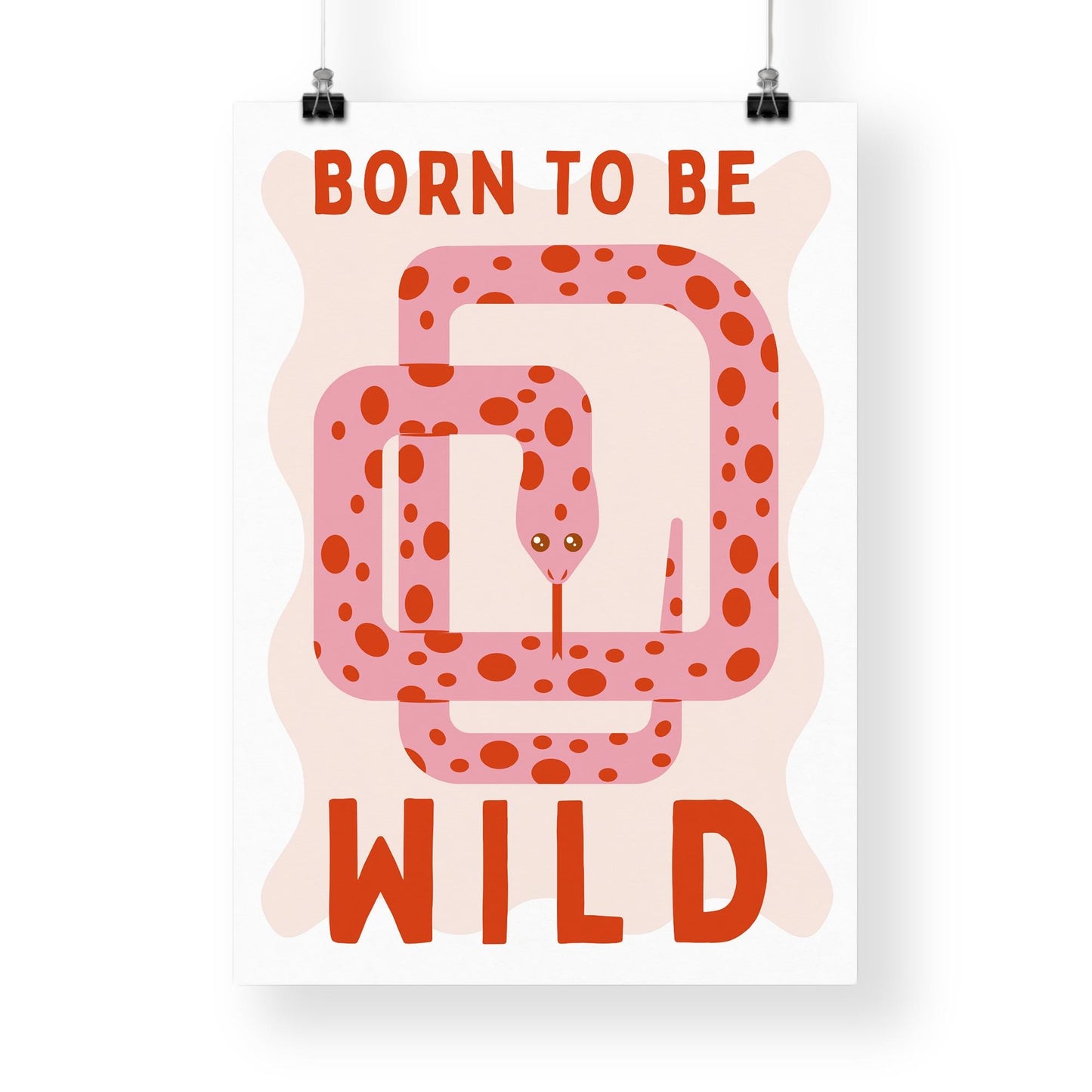 Born To Be Wild - Snake Poster: Kids Room Wall Art  Jungle-themed Print for Childrens Bedroom or Nursery Decor, Colourful Animal Print