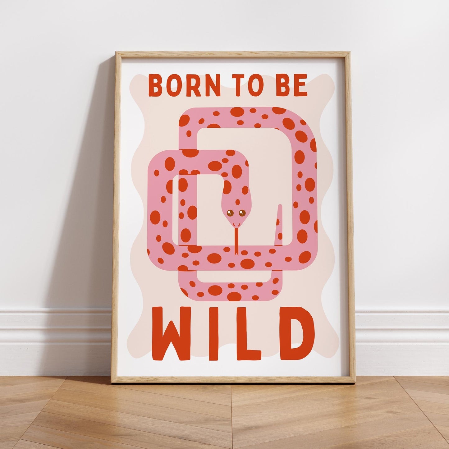 Born To Be Wild - Snake Poster: Kids Room Wall Art  Jungle-themed Print for Childrens Bedroom or Nursery Decor, Colourful Animal Print