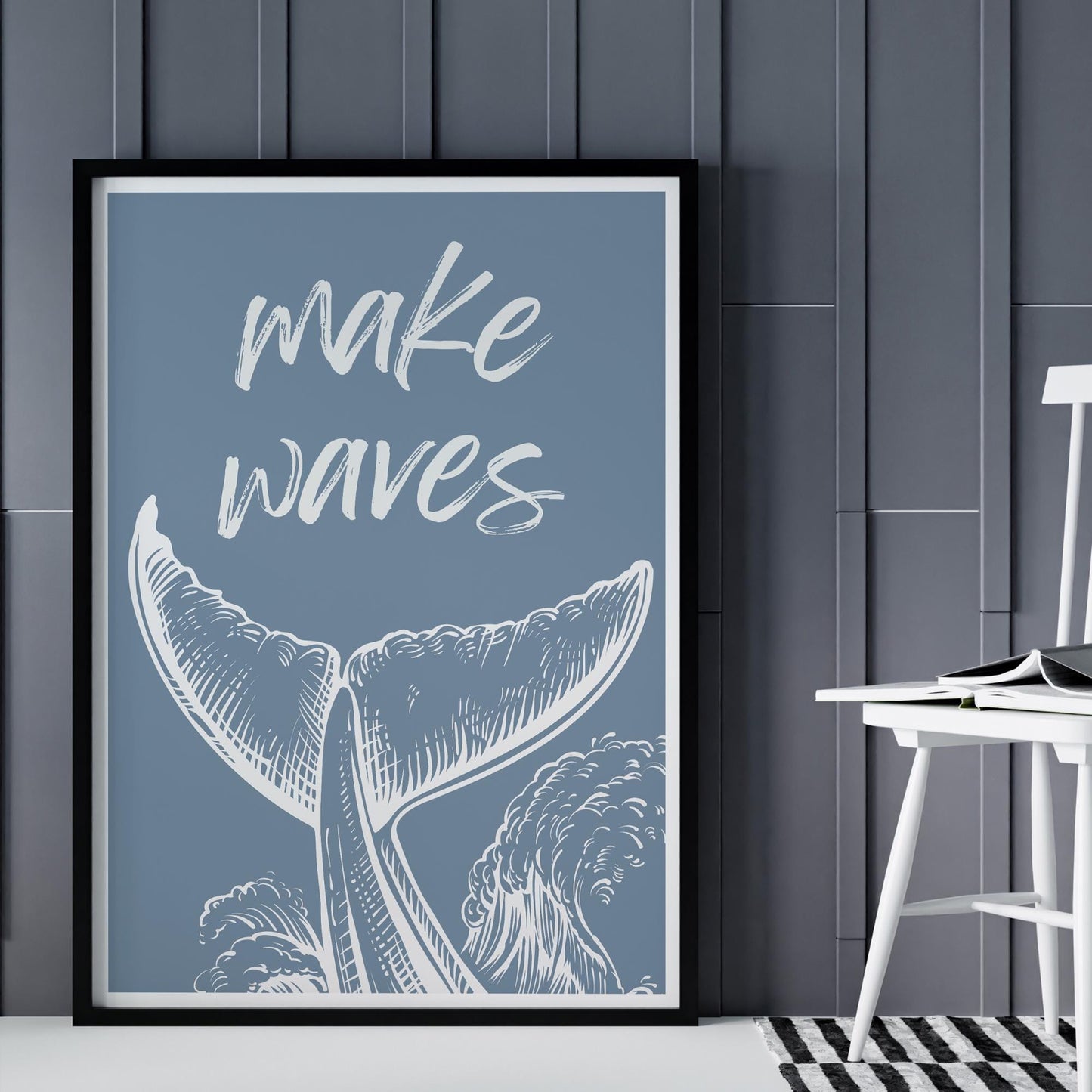 Make Waves - Whake Tail Poster: Ocean-Inspired Print, Coastal-Themed Room Decor, Sea Wall Art, Kids Bedroom Home Decor, Nautical Poster