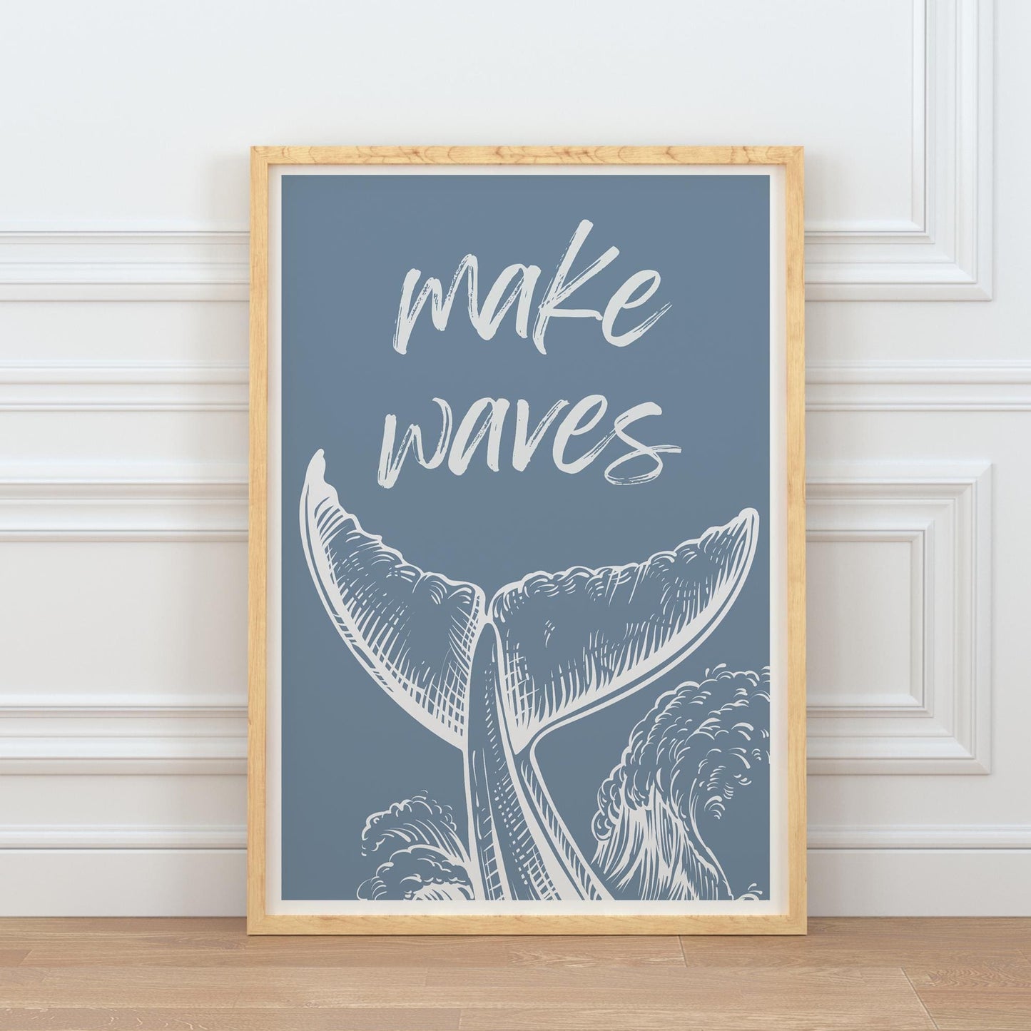 Make Waves - Whake Tail Poster: Ocean-Inspired Print, Coastal-Themed Room Decor, Sea Wall Art, Kids Bedroom Home Decor, Nautical Poster