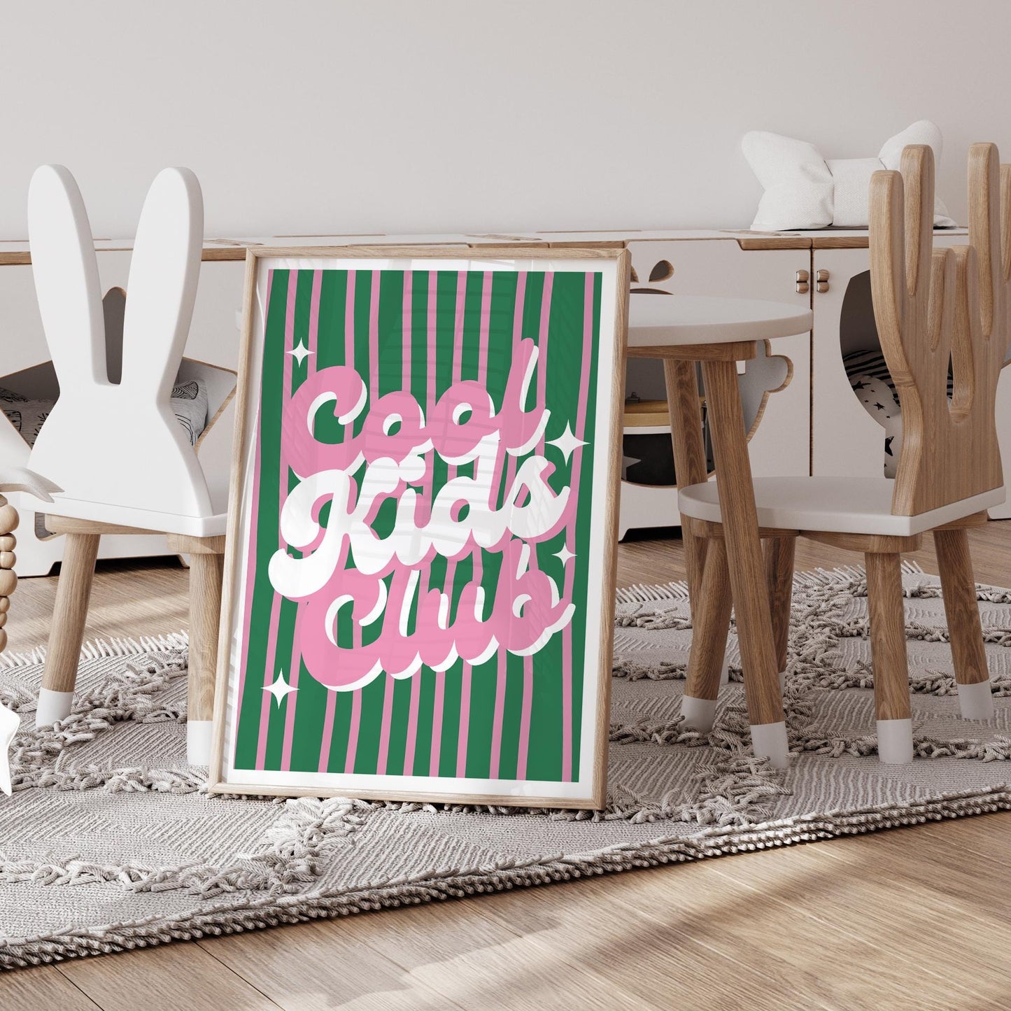 Cool Kids Club - Retro Stripes: Typography Quote Print For Children, Kids Home Decor Fun and Trendy Wall Art for Kids' Bedrooms & Playrooms