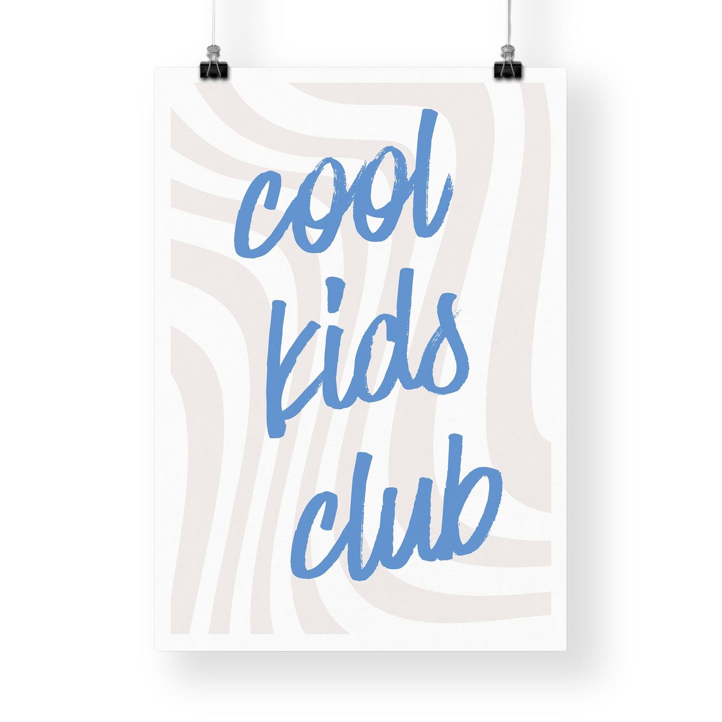 Cool Kids Club - Muted Waves: Typography Quote Print For Children, Kids Home Decor Fun and Trendy Wall Art for Kids' Bedrooms & Playrooms
