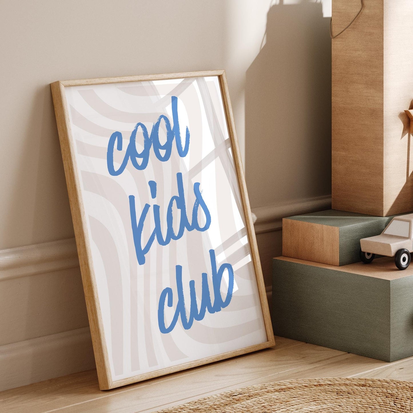 Cool Kids Club - Muted Waves: Typography Quote Print For Children, Kids Home Decor Fun and Trendy Wall Art for Kids' Bedrooms & Playrooms