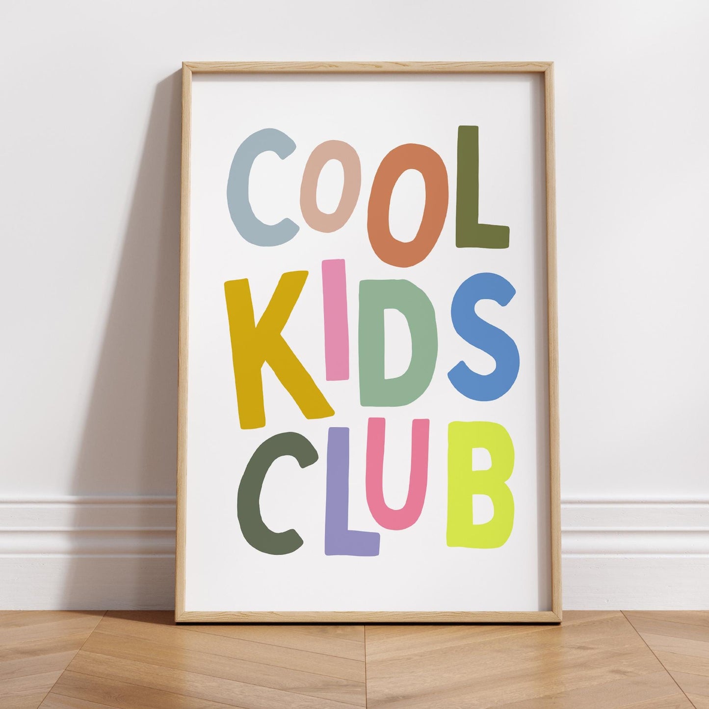 Cool Kids Club - Multi Colour: Typography Quote Print For Children, Kids Home Decor Fun and Trendy Wall Art for Kids' Bedrooms & Playrooms