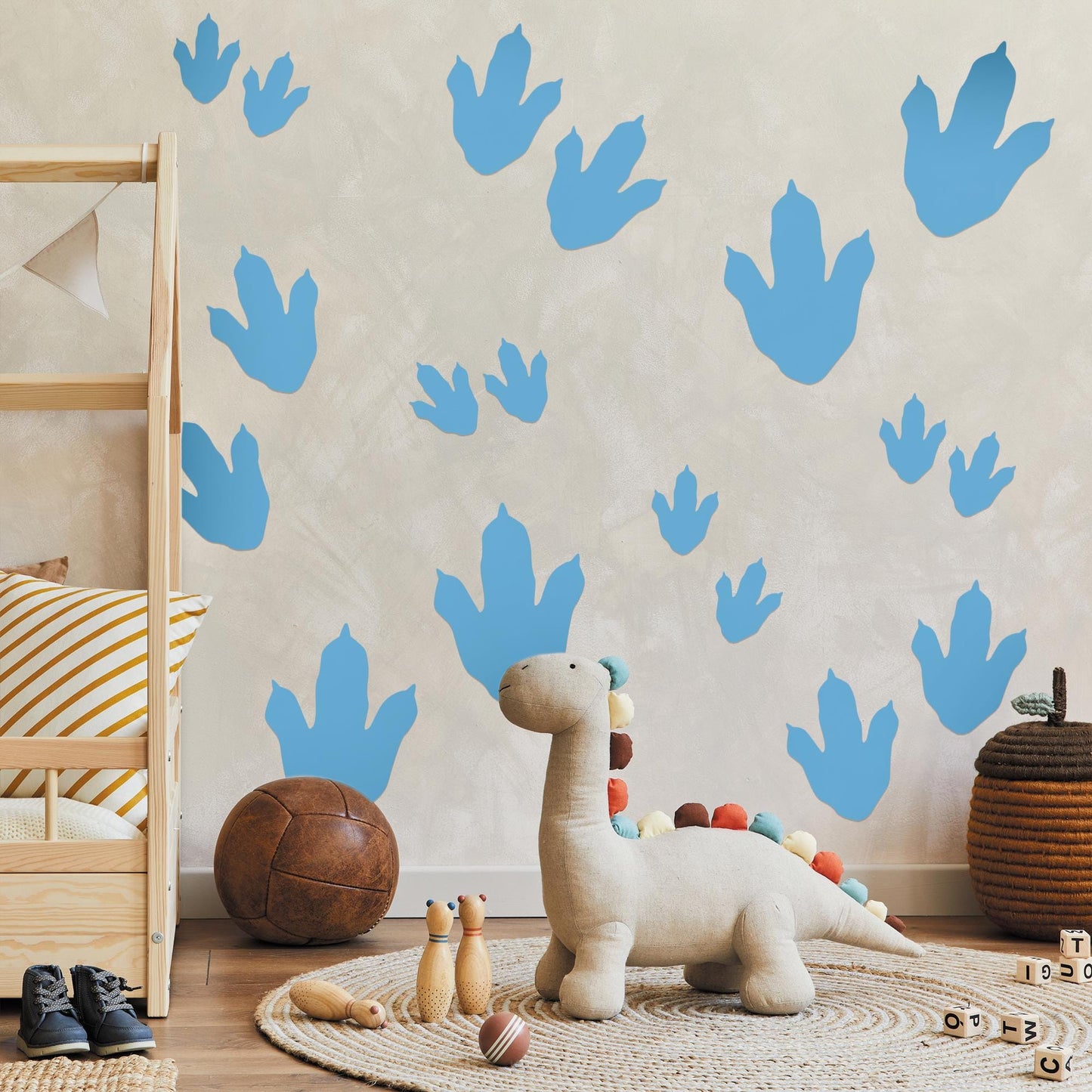 Dinosaur Footprint Wall Stickers: Kids Room Decor, Customisable Dino Prints Decals, Nursery Wall Art, Dinosaur-Themed Playroom Decor