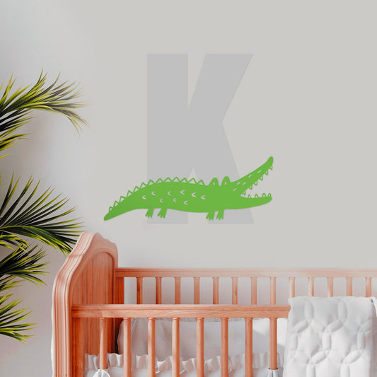 Personalised Initial & Animal Wall Sticker - Crocodile: Custom Kids Room Decor, Nursery Wall Art, Alphabet Letter Vinyl Decal, Animal Themed