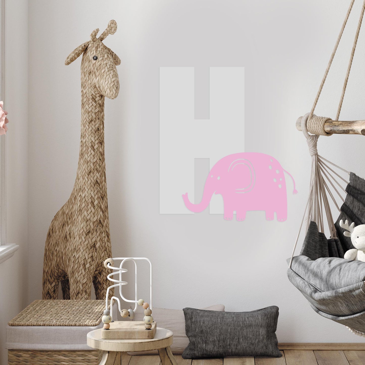 Personalised Initial & Animal Wall Sticker - Elephant: Custom Kids Room Decor, Nursery Wall Art, Alphabet Letter Vinyl Decal, Animal Themed