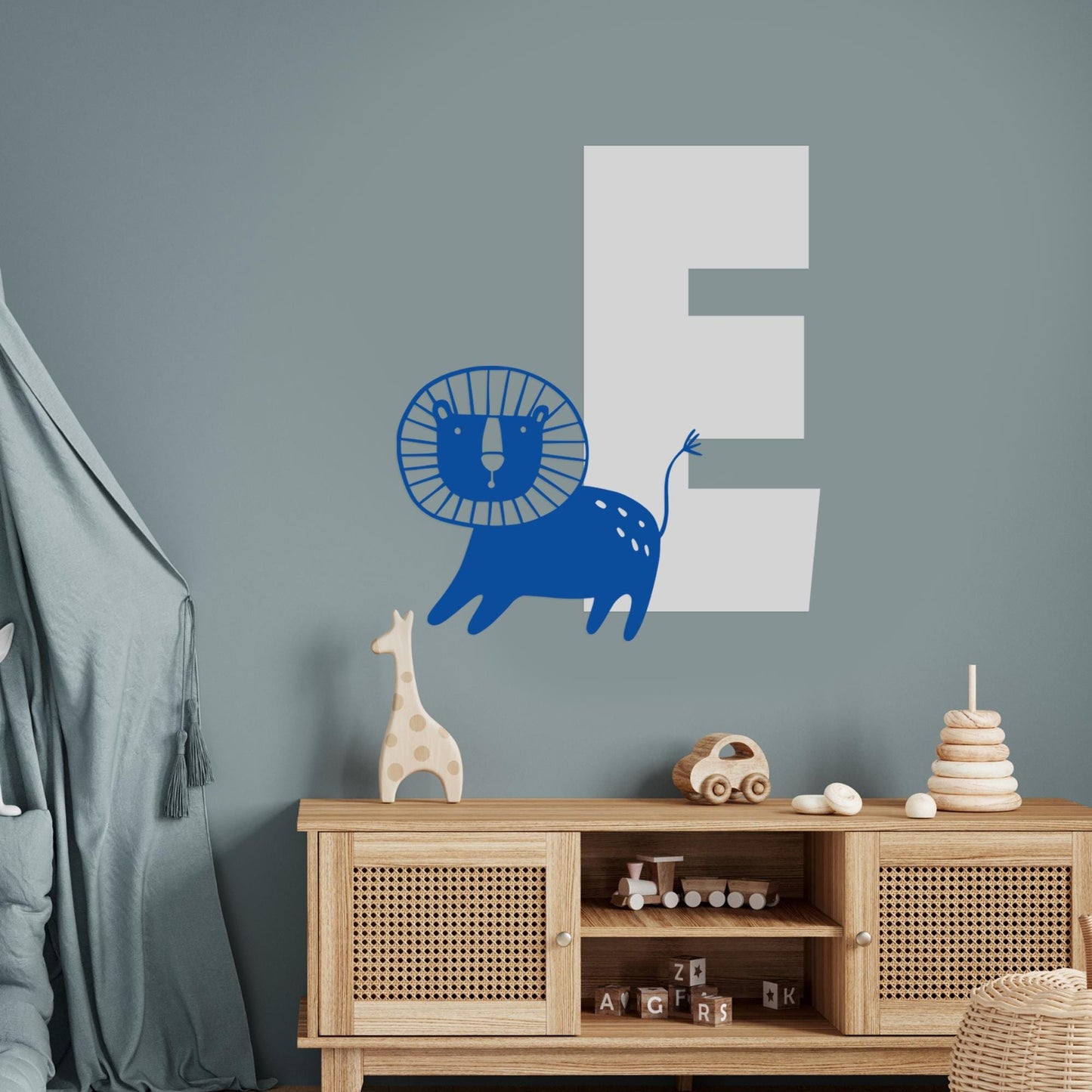 Personalised Initial & Animal Wall Sticker - Lion: Custom Kids Room Decor, Nursery Wall Art, Alphabet Letter Vinyl Decal, Animal Themed