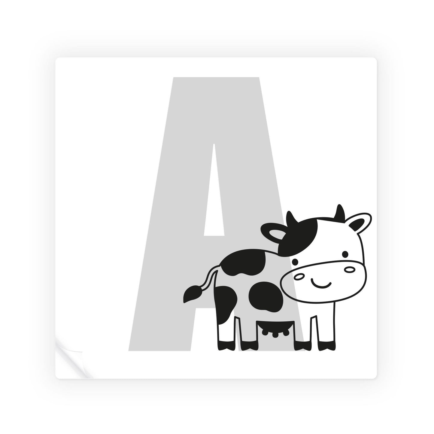 Personalised Initial & Animal Wall Sticker - Cow: Custom Kids Room Decor, Nursery Wall Art, Alphabet Letter Vinyl Decal, Farm Animal Themed
