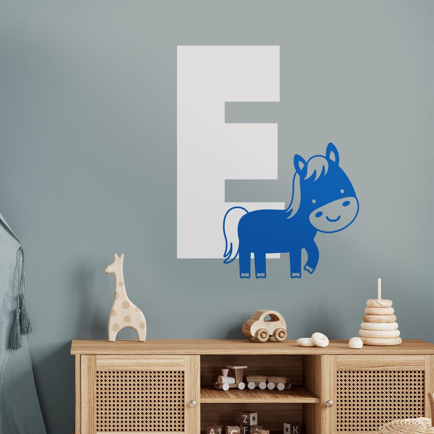 Personalised Initial & Animal Wall Sticker - Horse: Custom Kids Room Decor, Nursery Wall Art, Alphabet Letter Decal, Farm Animal Themed