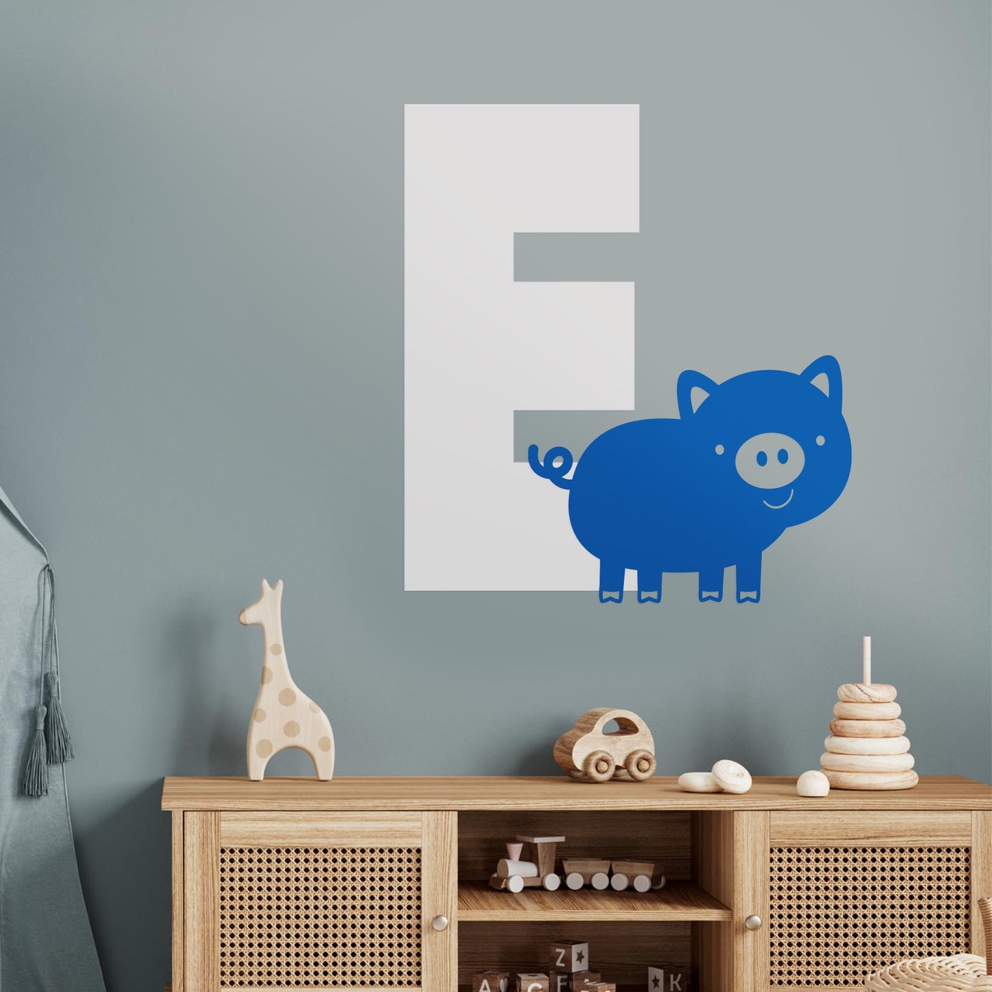 Personalised Initial & Animal Wall Sticker - Pig: Custom Kids Room Decor, Nursery Wall Art, Alphabet Letter Decal, Farm Animal Themed