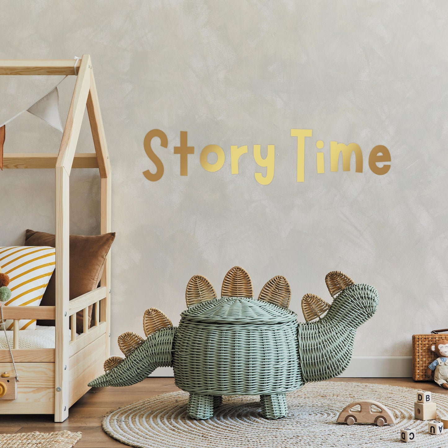 Story Time - Blocky Wall Sticker: Kids Reading Nook Decal, Wall Art, Personalised Kids Room Wall Decal, Nursery or Bedroom Decoration