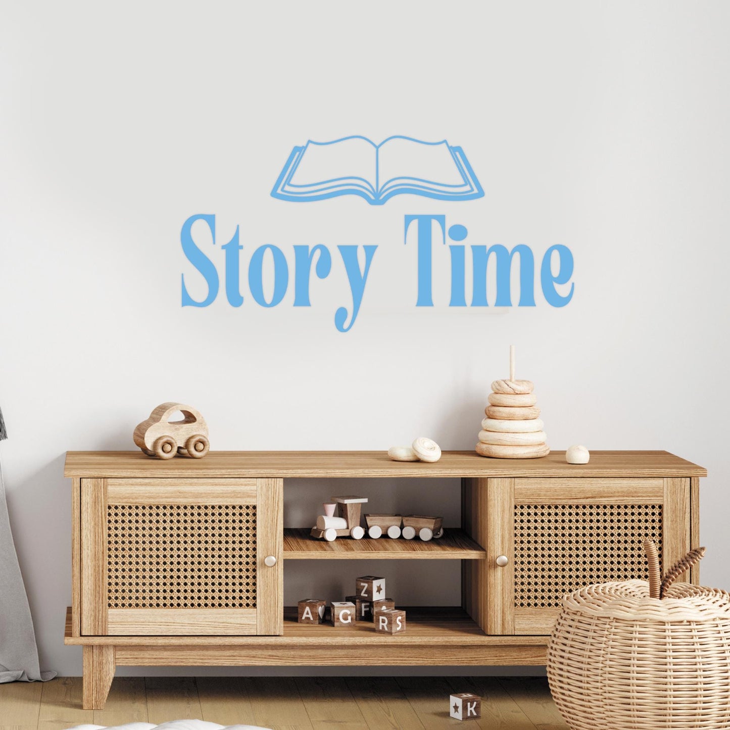 Story Time - Book Wall Sticker: Kids Reading Nook Decal, Wall Art, Personalised Kids Room Wall Decal, Nursery or Bedroom Decoration