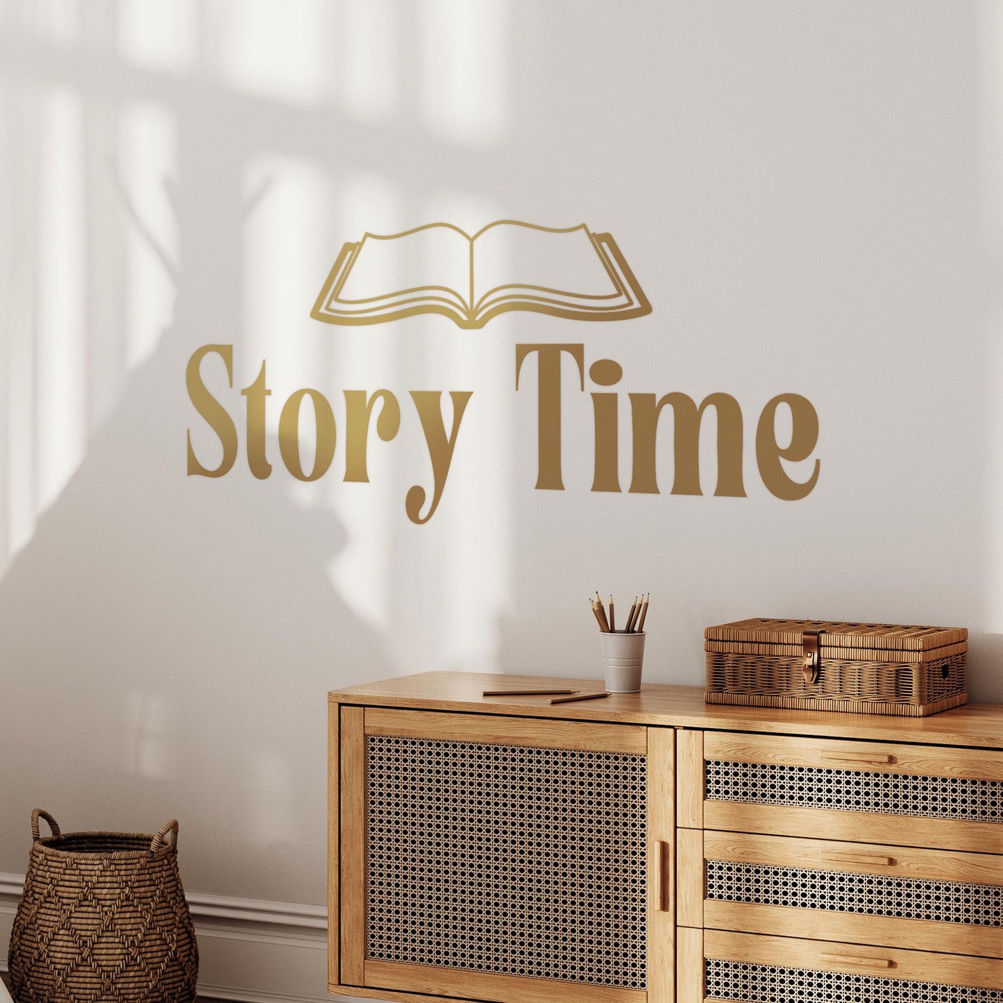 Story Time - Book Wall Sticker: Kids Reading Nook Decal, Wall Art, Personalised Kids Room Wall Decal, Nursery or Bedroom Decoration