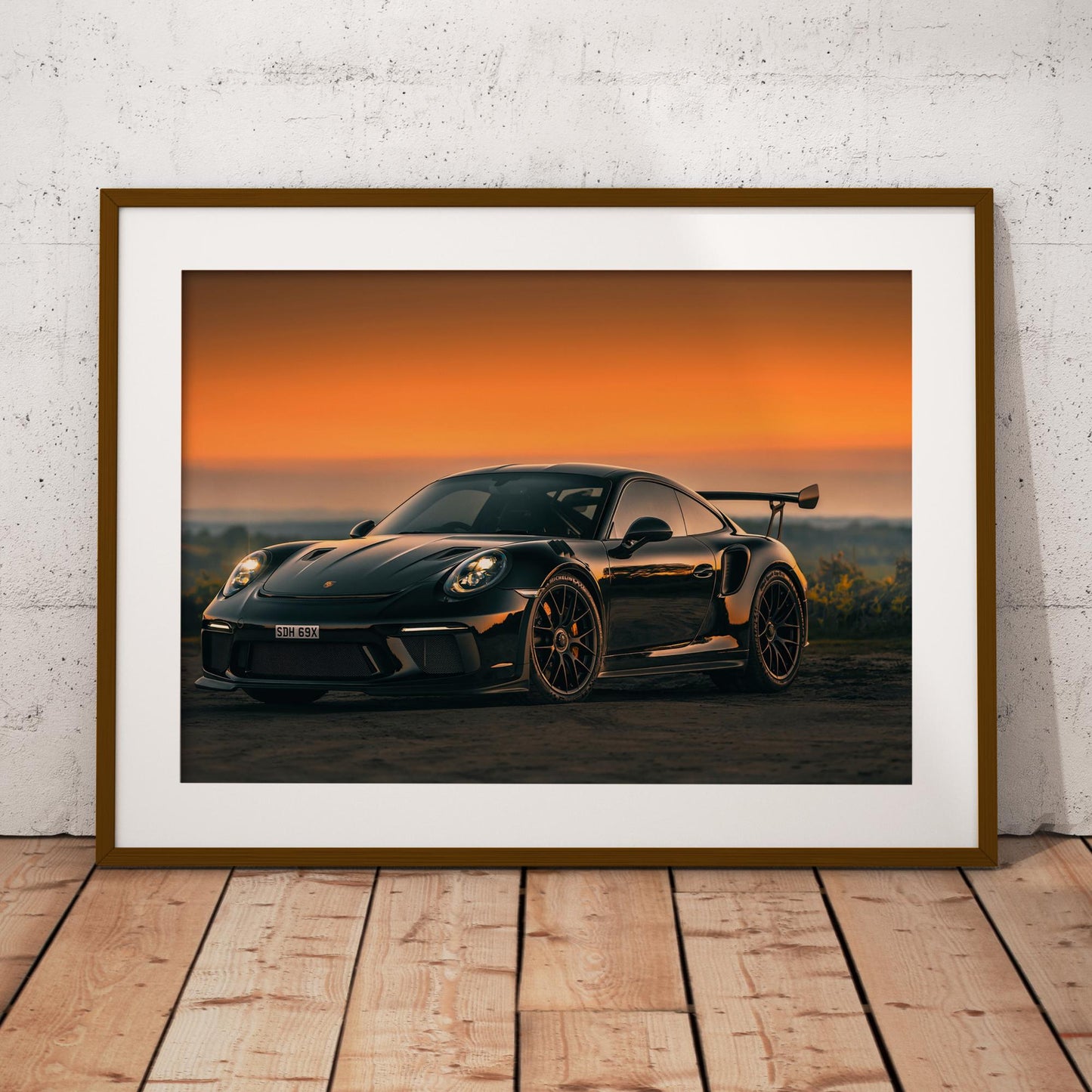 2021 Porsche GT3 RS Poster: Sleek Black Supercar at Sunset Wall Art, Car Print, Luxury car Decor, Gift For Car Lover, Garage & Home Decor