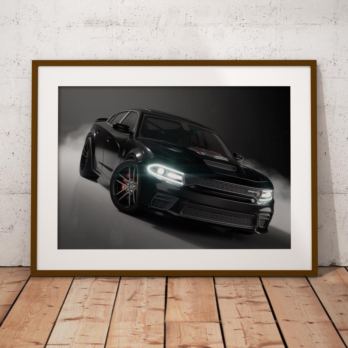 Dodge Charger SRT Hellcat Poster: Bold Black American Muscle Car Print, Wall Art for Car Lover, Car Gift, Garage Wall Art & Home Decor