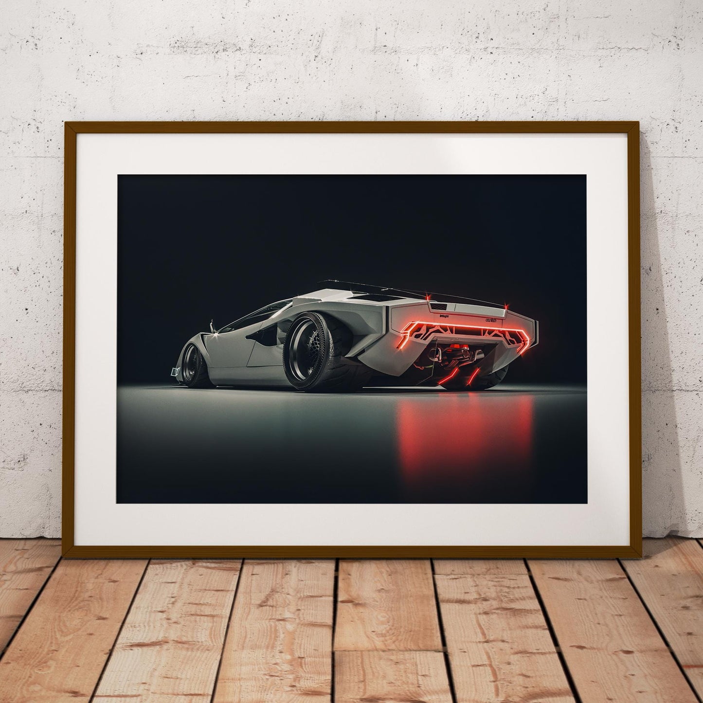 Eve Countach Poster: Futuristic Supercar Rear View Print, Sleek White Concept Car Wall Art, Gift For Car Lover, Garage & Home Decor