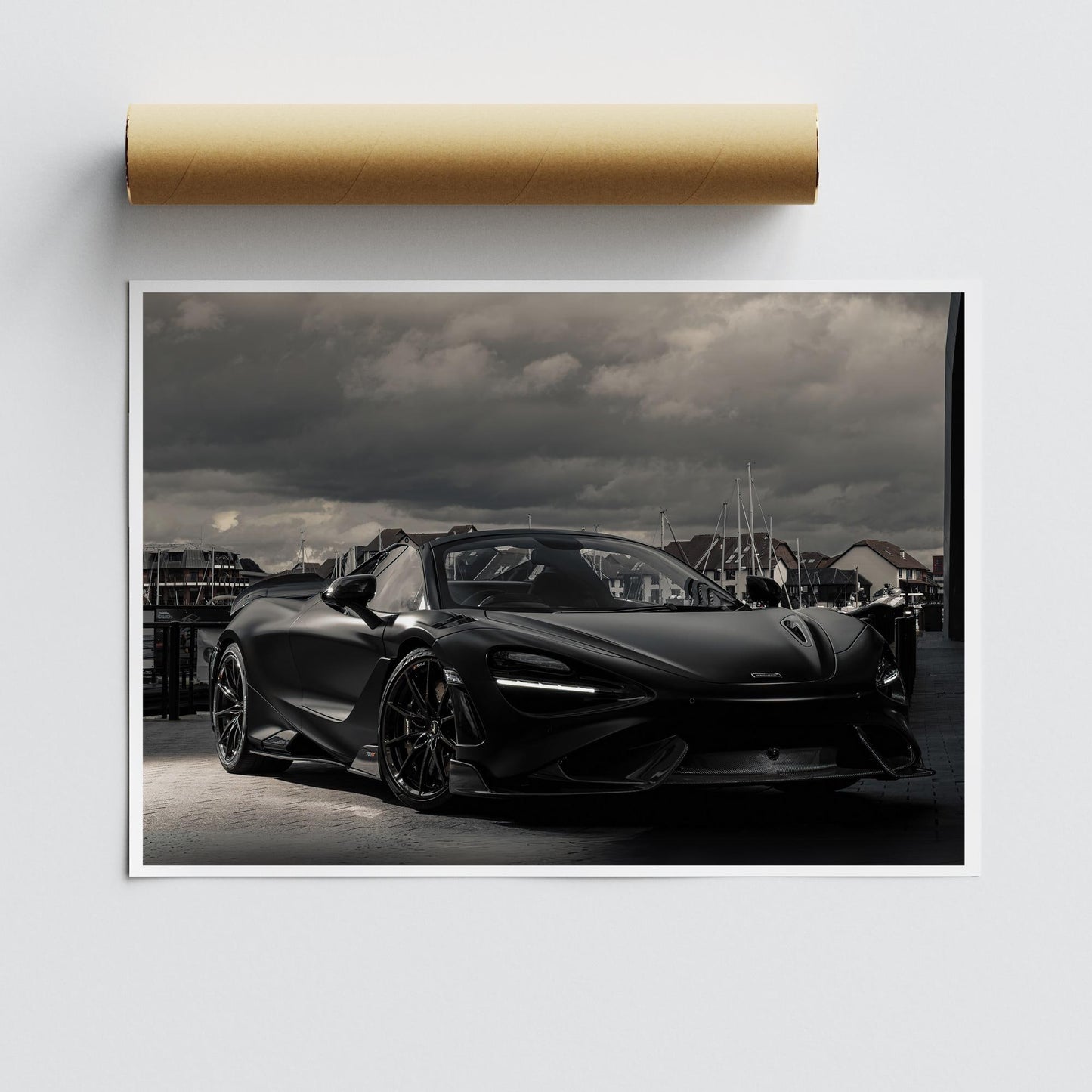 McLaren 765LT Poster: Bold Black Supercar Wall Art, Car Print, Luxury Car Decor for Car Lover, Car Gift, Garage Wall Art & Home Decor