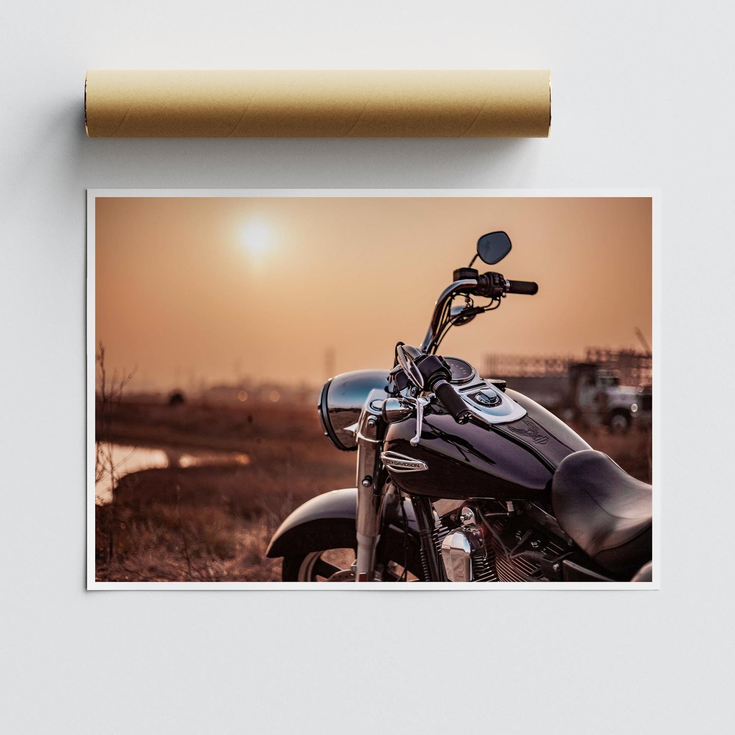 Harley Davidson Cruiser at Sunset Poster: Iconic Harley Davidson Artwork, Motorbike Print, Motorcycle Gift, Home & Garage Decor, Bike Lover