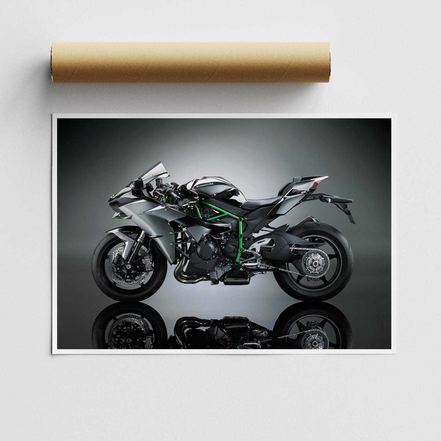 Kawasaki Ninja H2 Motorcycle Poster: High-Performance Bike Wall Art, Motorbike Print, Motorcycle Gift, Home & Garage Decor For Bike Lover