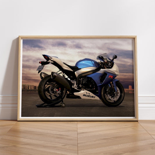 Suzuki GSX-R Motorcycle Poster: Iconic Sportbike Wall Art, High-Performance Bike Print, Motorcycle Gift, Home & Garage Decor For Bike Lover