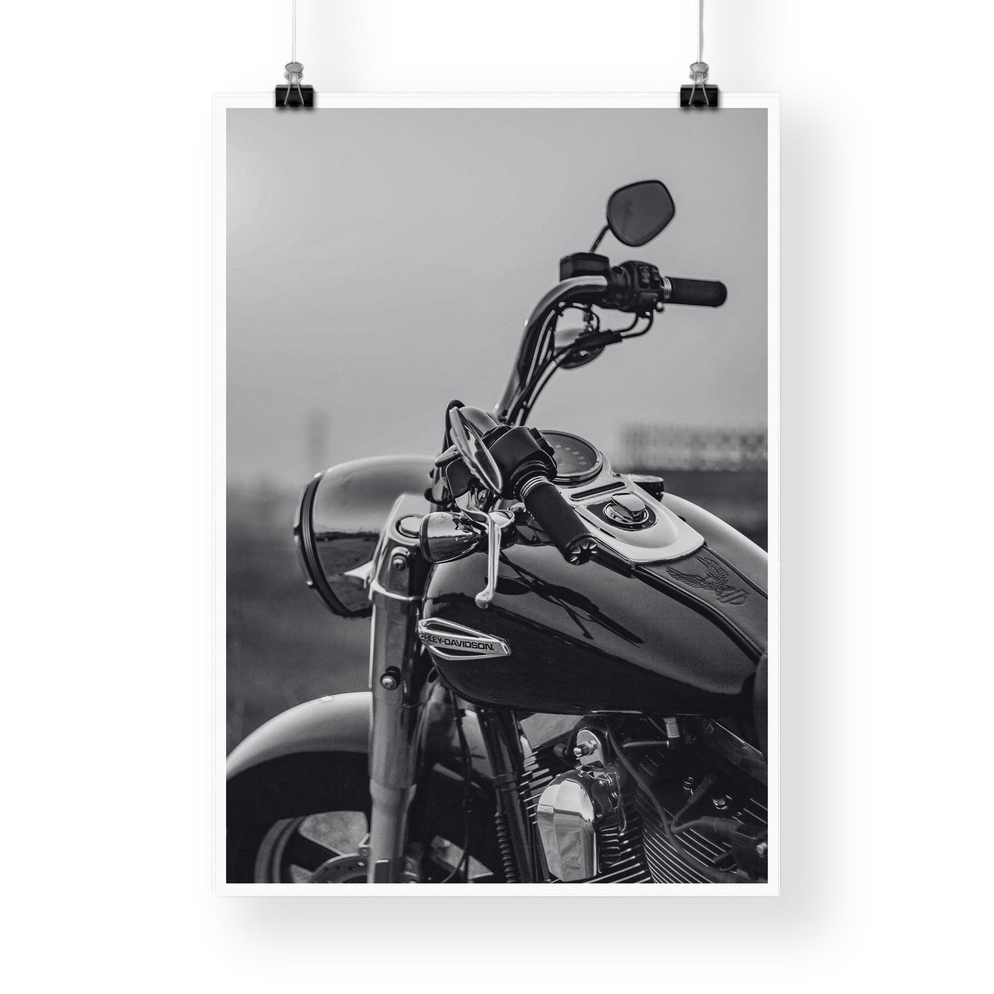 Harley Davidson Black & White Poster: Iconic Cruiser Motorcycle Wall Art, Modern Decor Motorbike Print, Home or Garage Decor, Gift for Biker