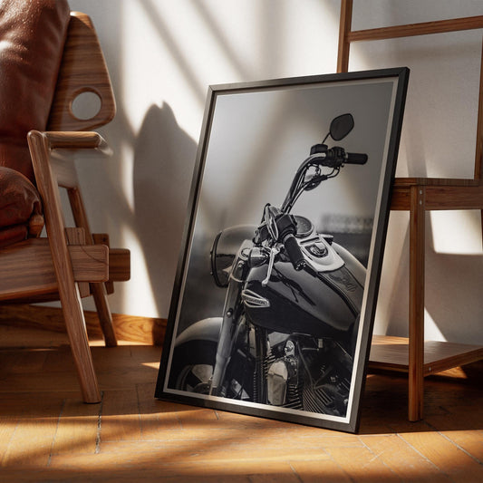 Harley Davidson Black & White Poster: Iconic Cruiser Motorcycle Wall Art, Modern Decor Motorbike Print, Home or Garage Decor, Gift for Biker