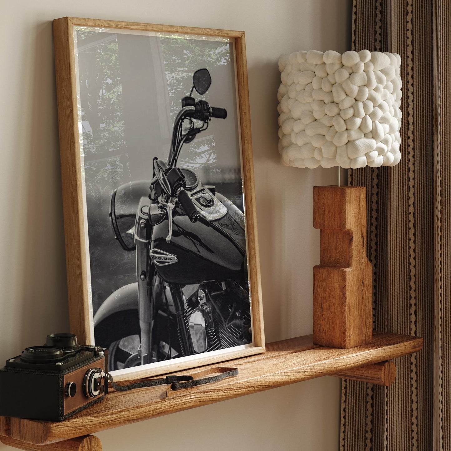 Harley Davidson Black & White Poster: Iconic Cruiser Motorcycle Wall Art, Modern Decor Motorbike Print, Home or Garage Decor, Gift for Biker