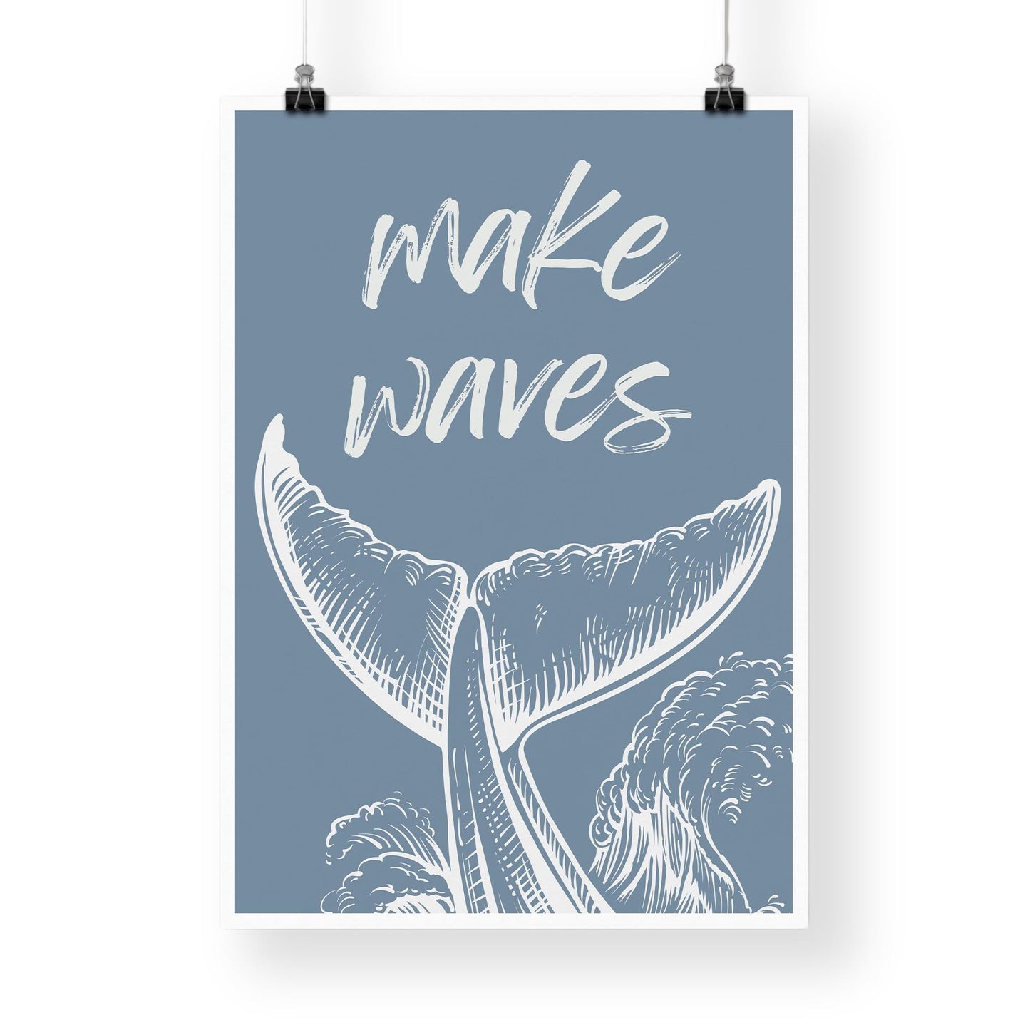 Make Waves - Whake Tail Poster: Ocean-Inspired Print, Coastal-Themed Room Decor, Sea Wall Art, Kids Bedroom Home Decor, Nautical Poster