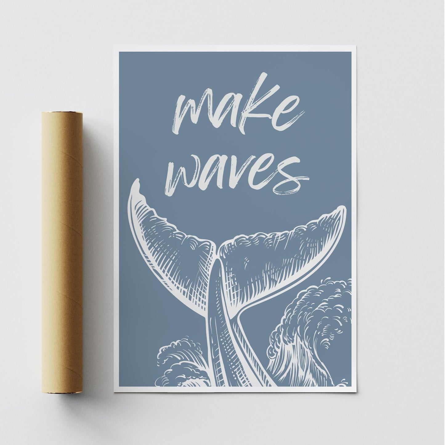 Make Waves - Whake Tail Poster: Ocean-Inspired Print, Coastal-Themed Room Decor, Sea Wall Art, Kids Bedroom Home Decor, Nautical Poster
