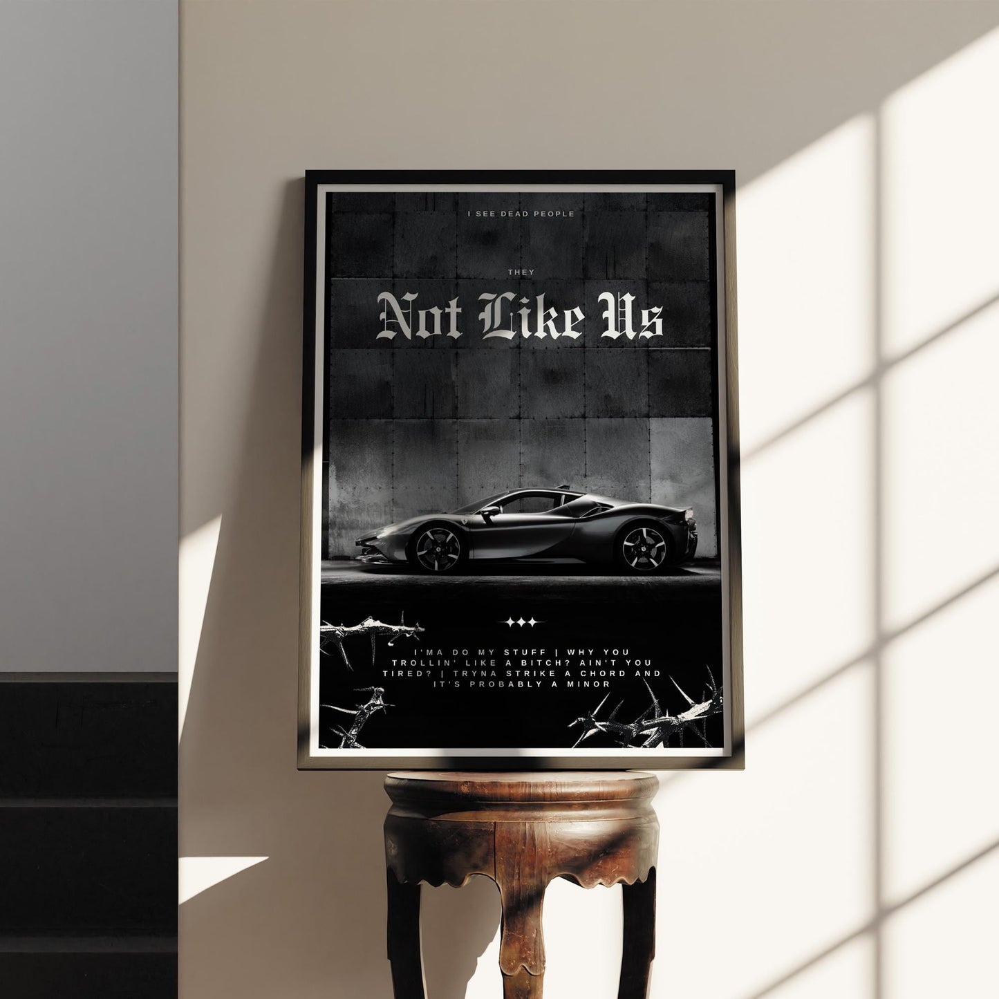 They Not Like Us - 01 Song Inspired Poster: Urban Wall Art, Luxury Car Print, Edgy Wall Art, Industrial Decor, Rap Lover, Music Home Decor