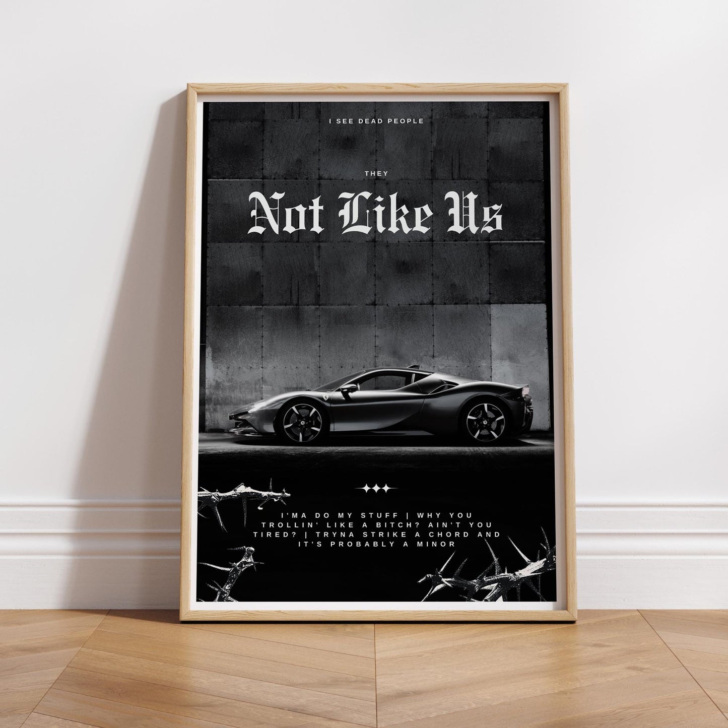 They Not Like Us - 01 Song Inspired Poster: Urban Wall Art, Luxury Car Print, Edgy Wall Art, Industrial Decor, Rap Lover, Music Home Decor